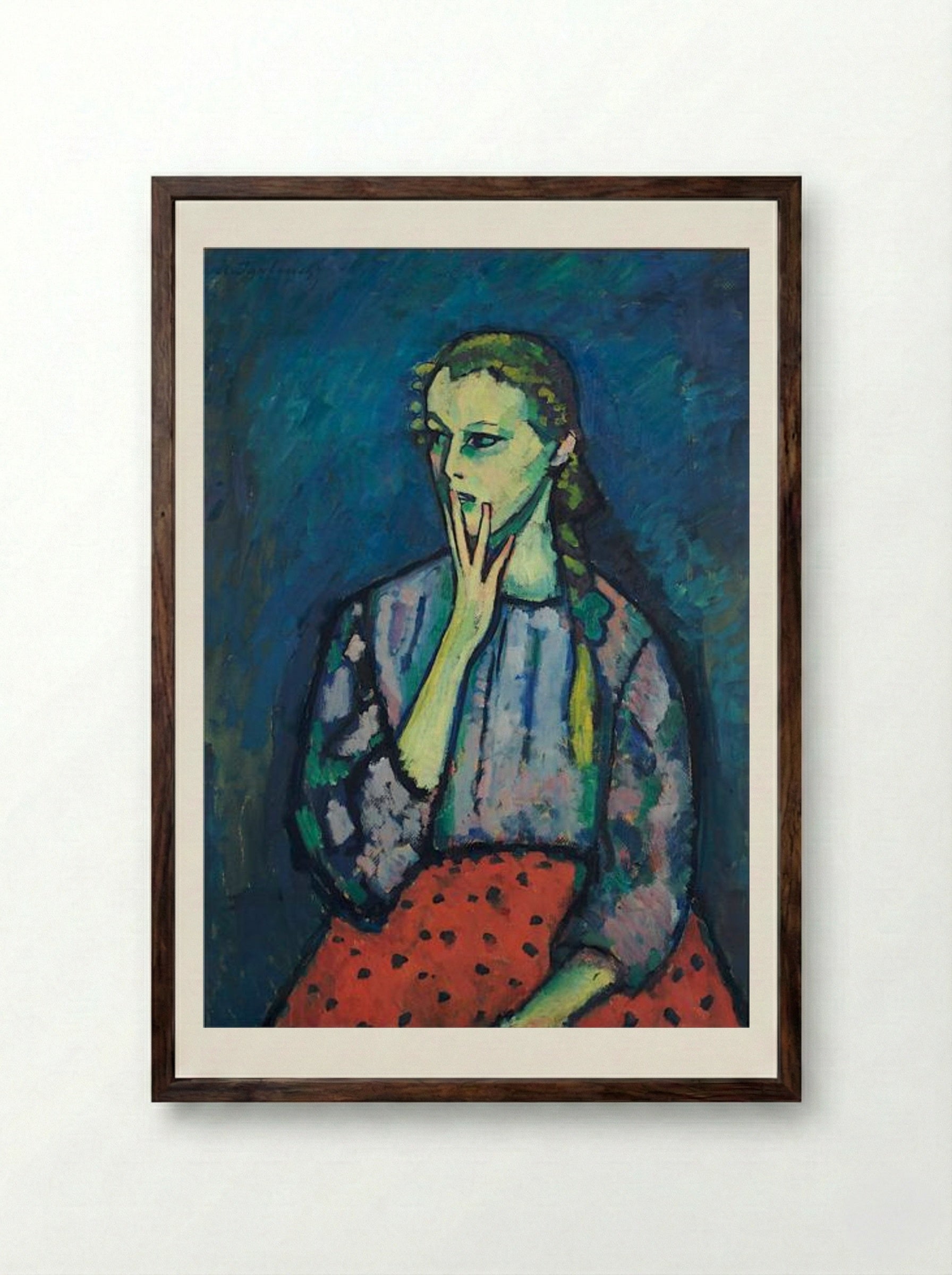 Portrait of a Girl - Alexej von Jawlensky - Framed Print Dark Wood