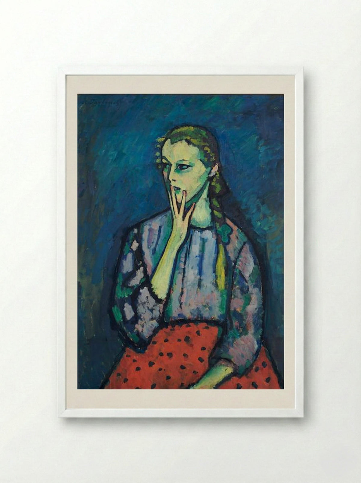 Portrait of a Girl - Alexej von Jawlensky - Framed Print White