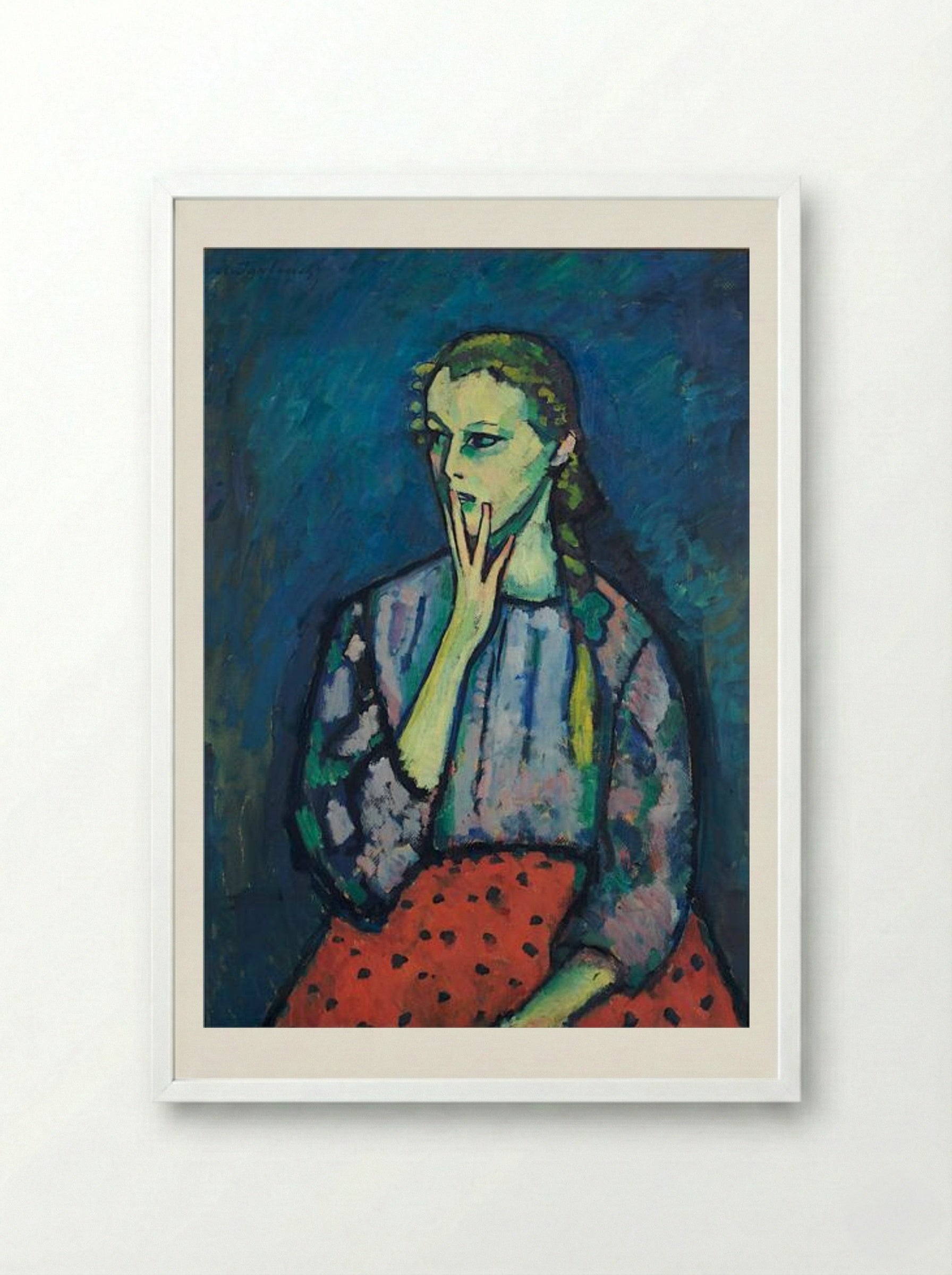 Portrait of a Girl - Alexej von Jawlensky - Framed Print White