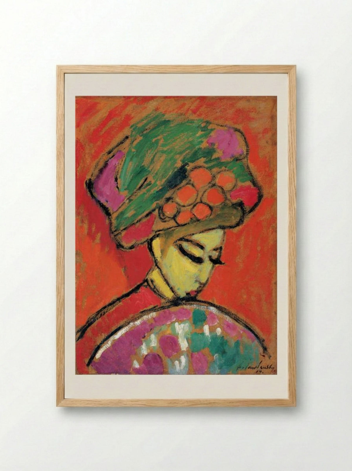 Young Girl with a Flowered Hat - Alexej von Jawlensky - Framed Print Wood