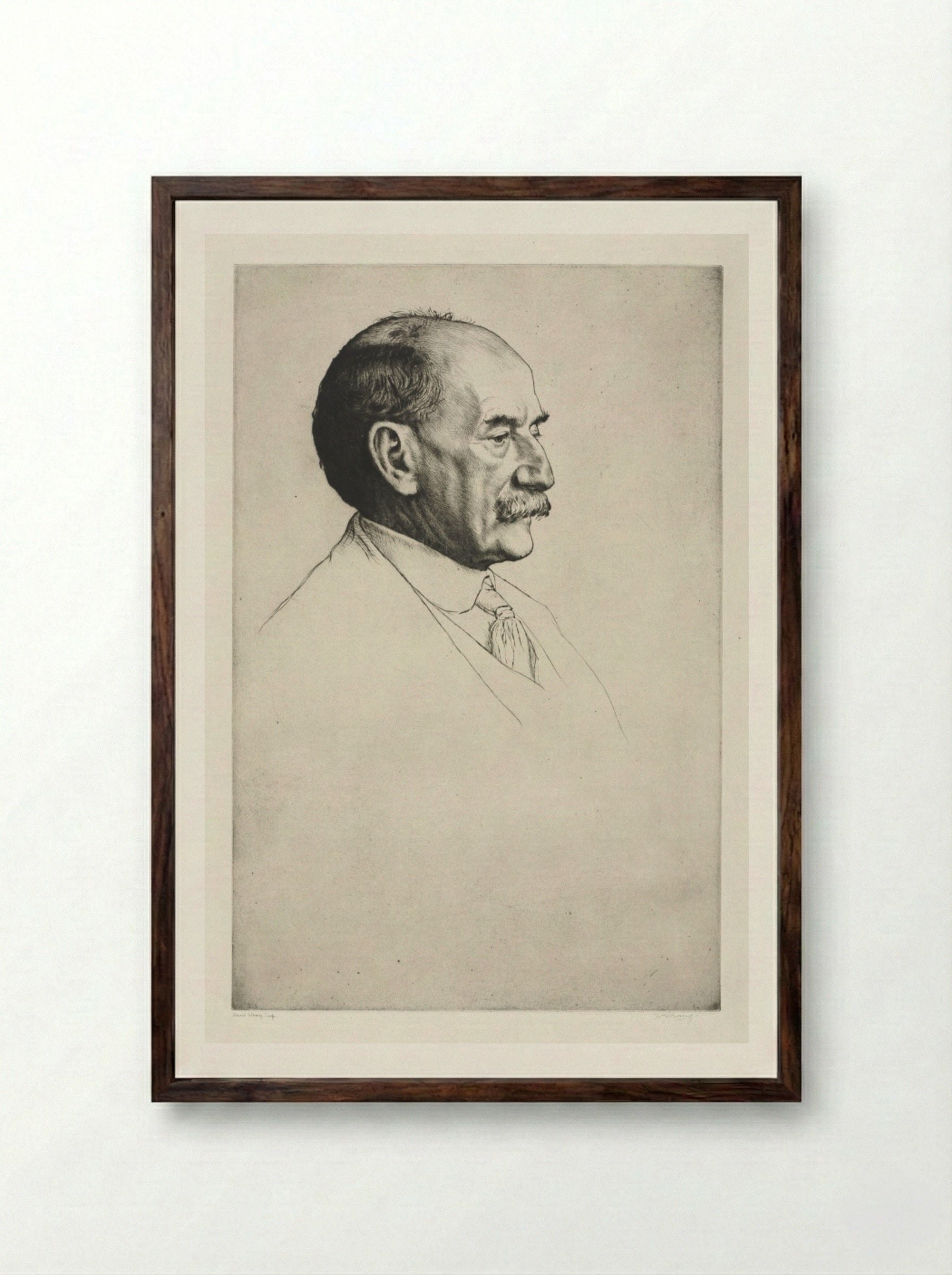 Thomas Hardy, Facing Right - William Strang - Framed Print Dark Wood