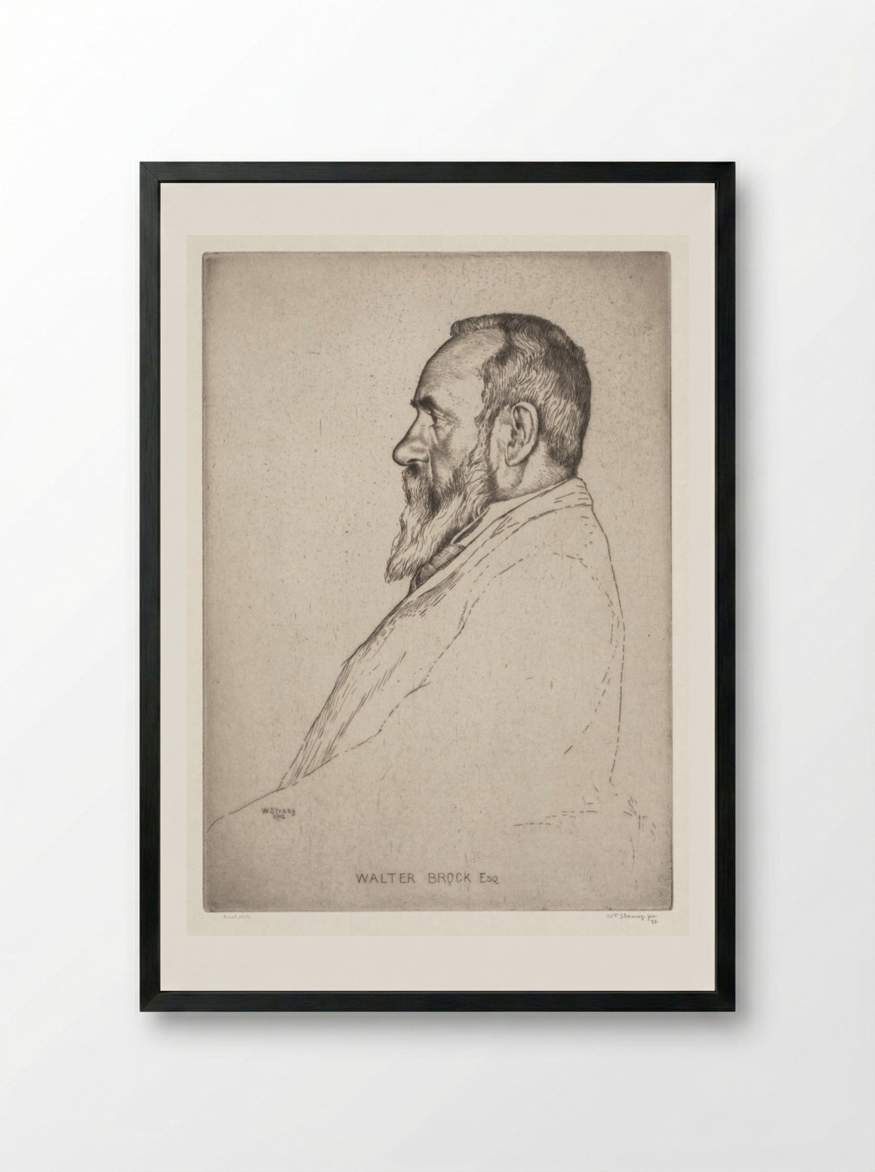 Portrait of Walter Brock - William Strang - Framed Print Black