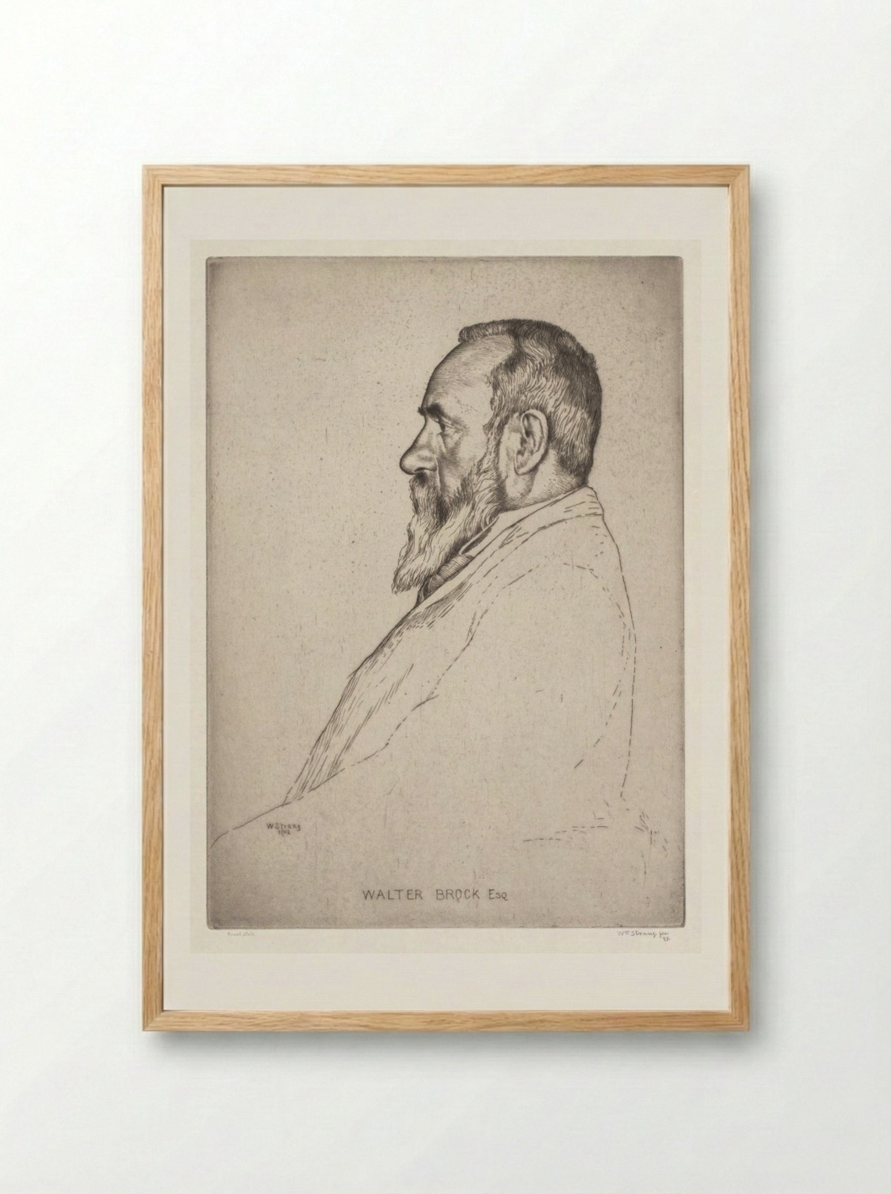 Portrait of Walter Brock - William Strang - Framed Print Wood