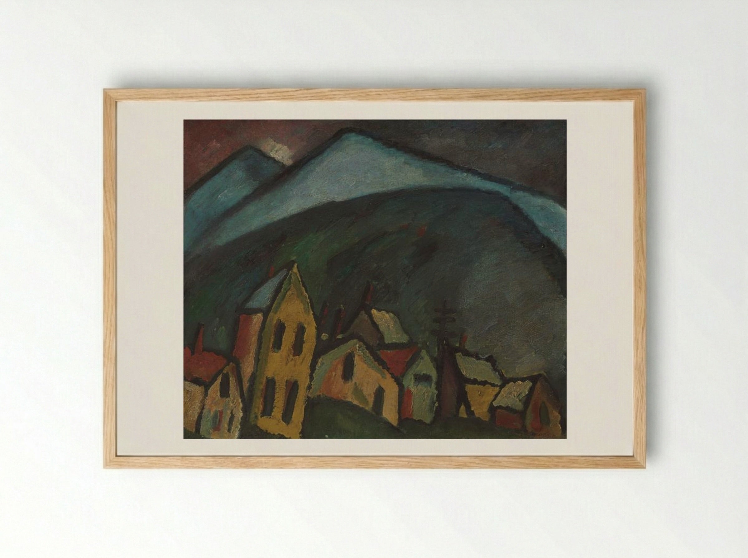Berglandschaft mit Häusern - Alexej von Jawlensky - Framed Print Wood