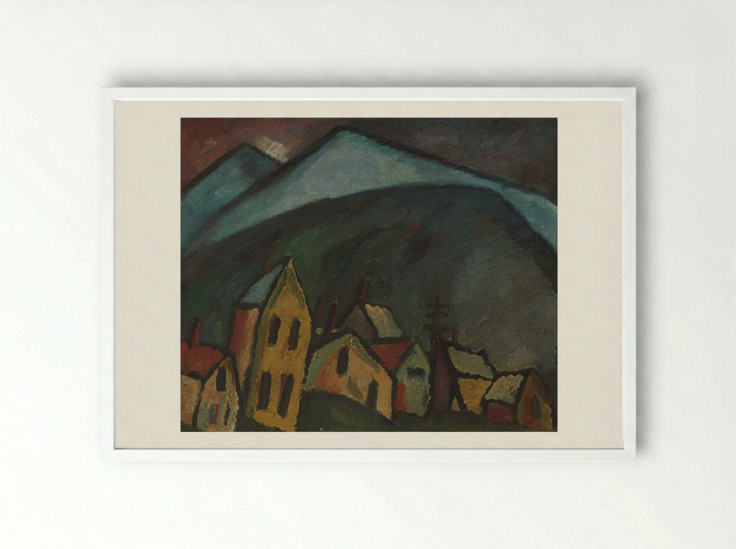 Berglandschaft mit Häusern - Alexej von Jawlensky - Framed Print White