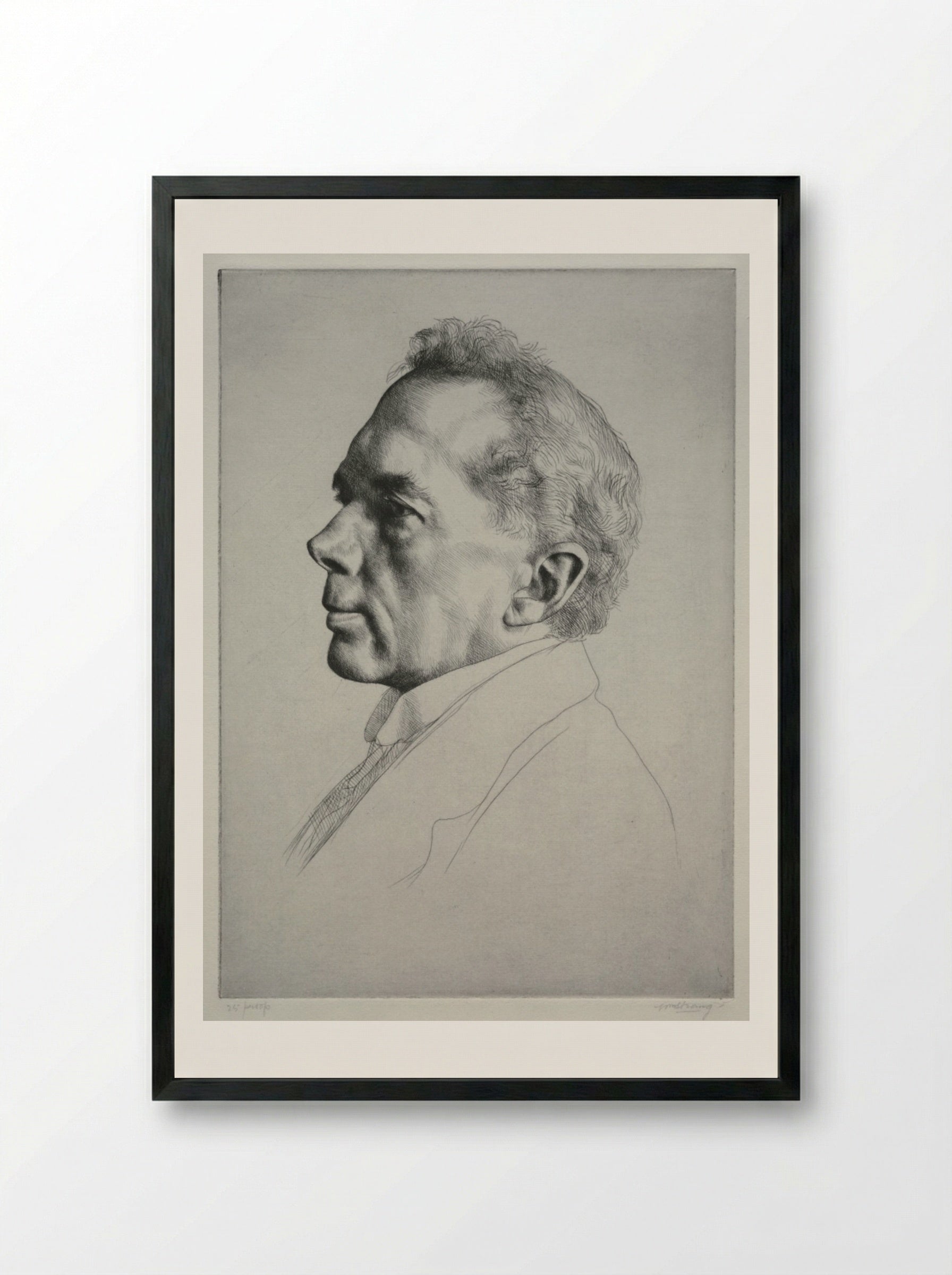 Campbell Dodgson, Profile to the Left - William Strang - Framed Print Black
