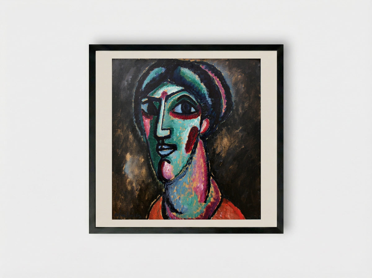Head in Black and Green - Alexej von Jawlensky - Framed Print Black