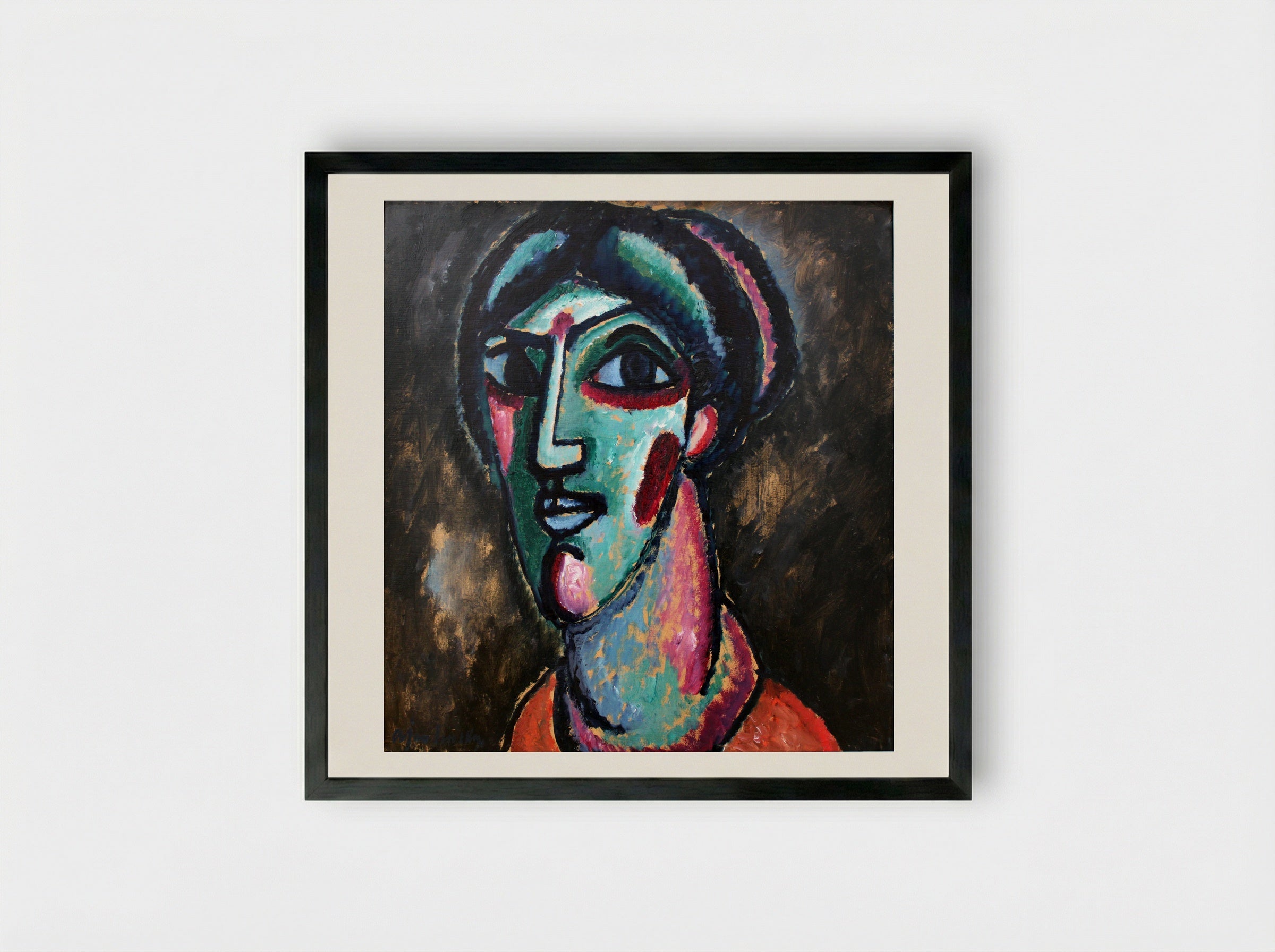Head in Black and Green - Alexej von Jawlensky - Framed Print Black