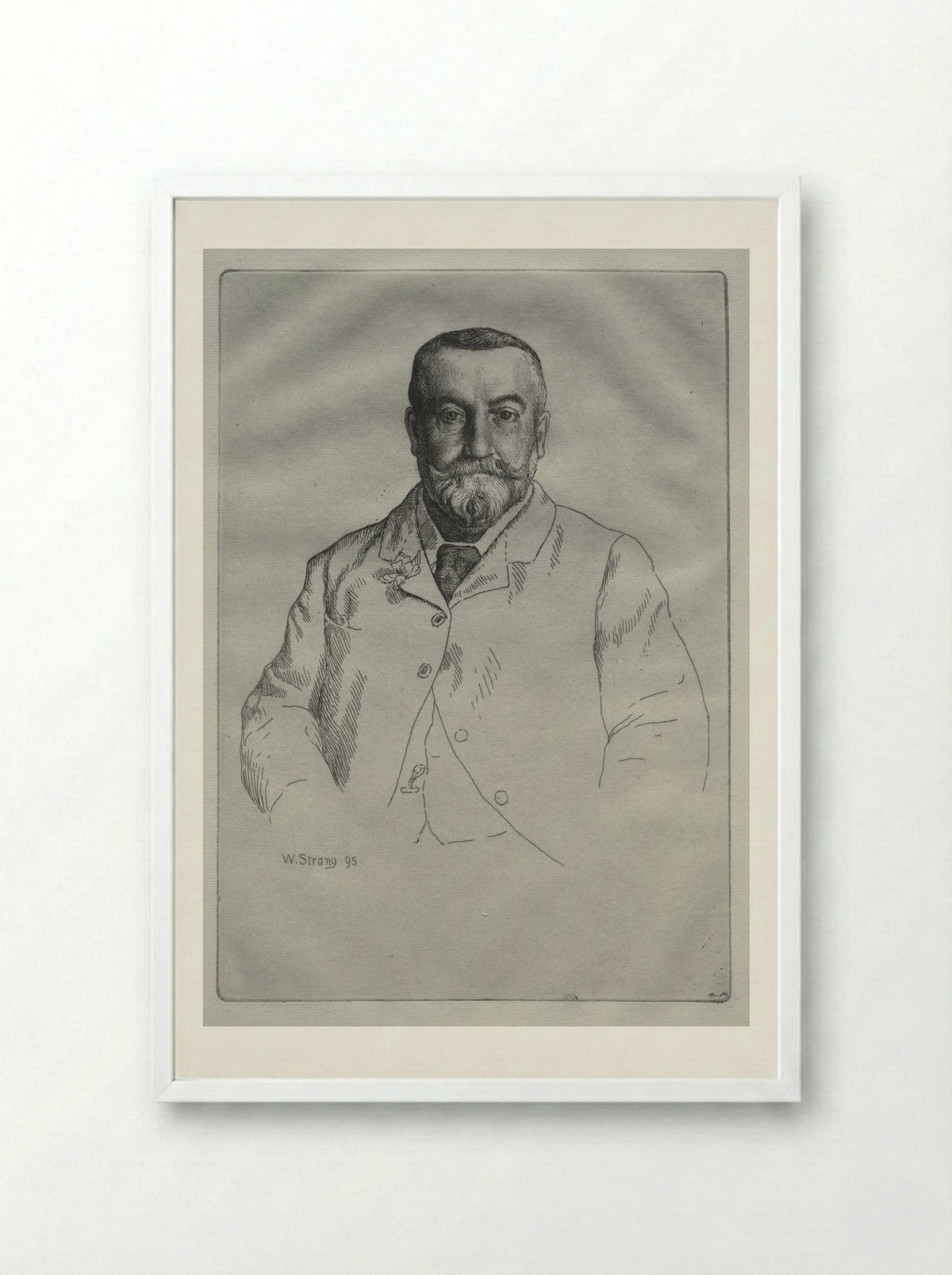 Portrait of H. Cock - William Strang - Framed Print White