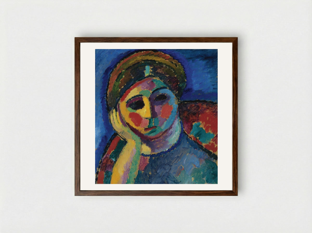 The Thinking Woman - Alexej von Jawlensky - Framed Print Dark Wood
