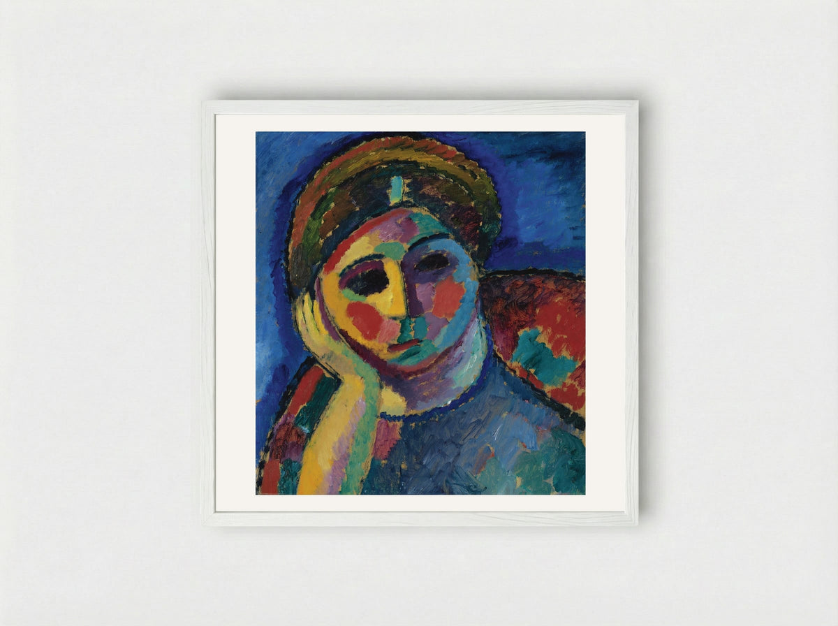 The Thinking Woman - Alexej von Jawlensky - Framed Print White