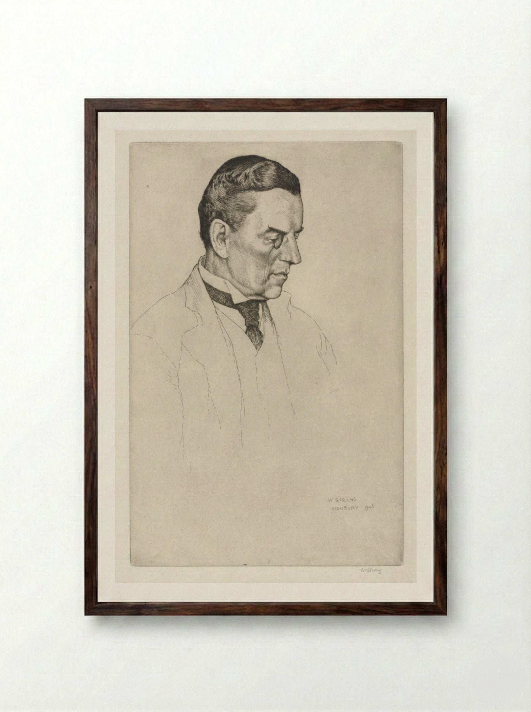 The Right Honorable Joseph Austen Chamberlain - William Strang - Framed Print Dark Wood