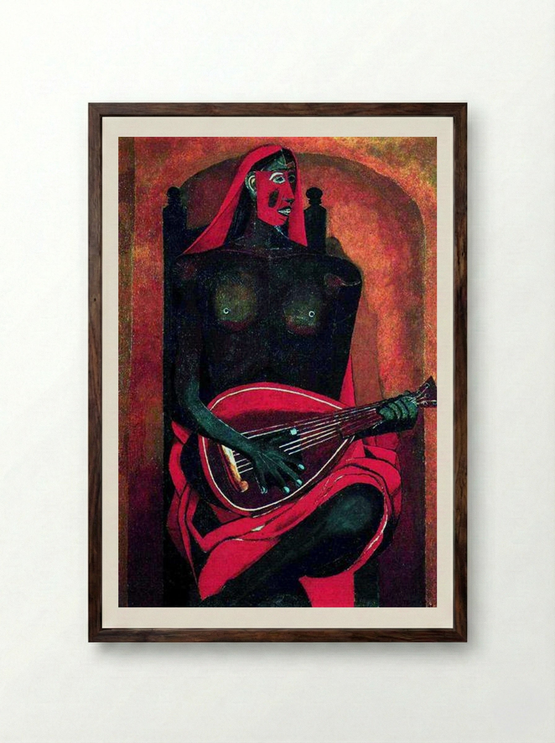 The Woman with Red Mask - Rufino Tamayo - Framed Print Dark Wood