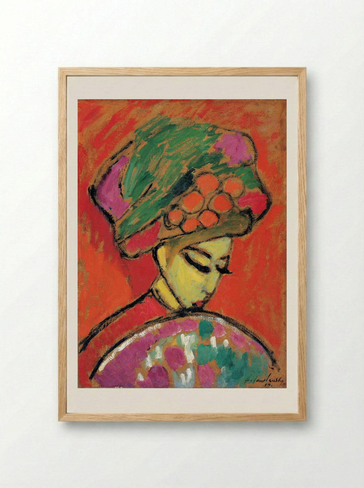 Schokko with Red Hat - Alexej von Jawlensky - Framed Print Wood