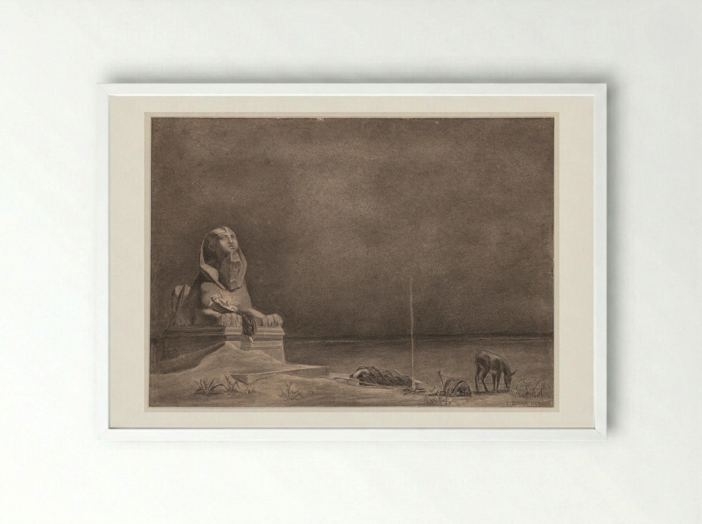 The Rest on the Flight into Egypt - Luc-Olivier Merson - Framed Print White