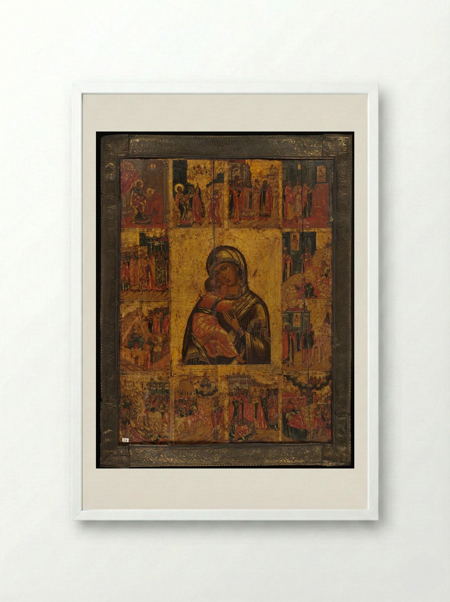 The Virgin of Vladimir with Twelve Scenes - Fine Art Print - Framed Print White