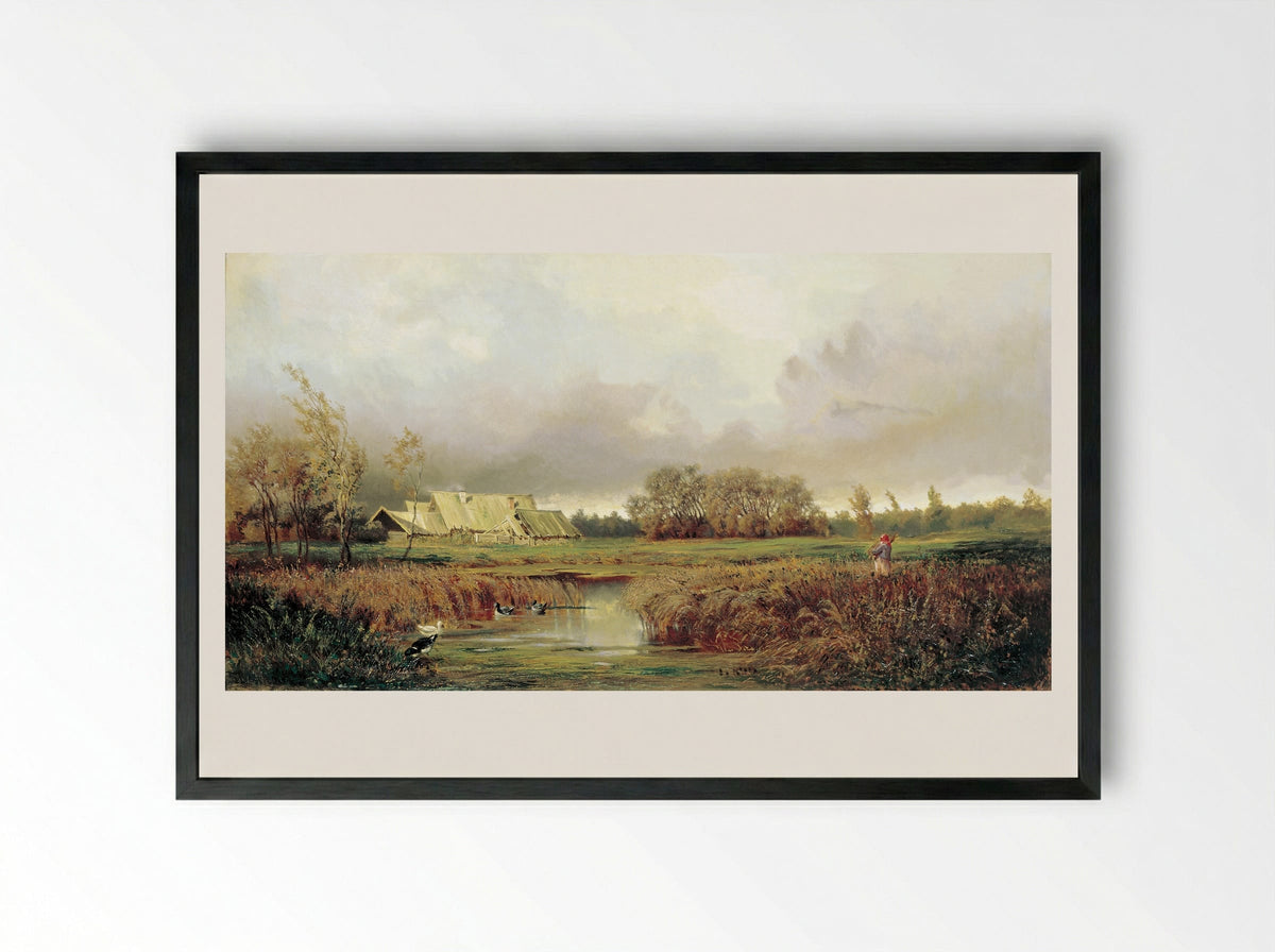 Marsh in Autumn - Efim Volkov - Framed Print Black