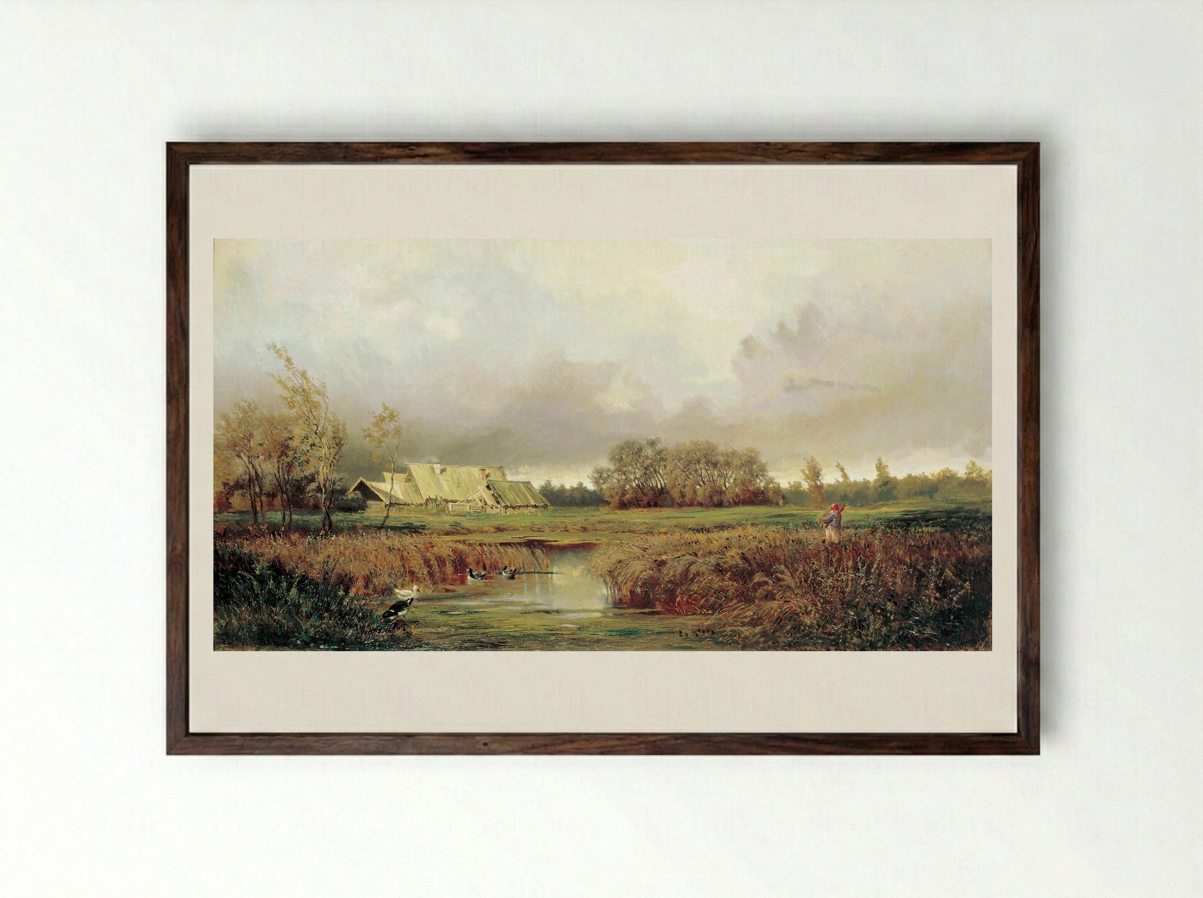Marsh in Autumn - Efim Volkov - Framed Print Dark Wood