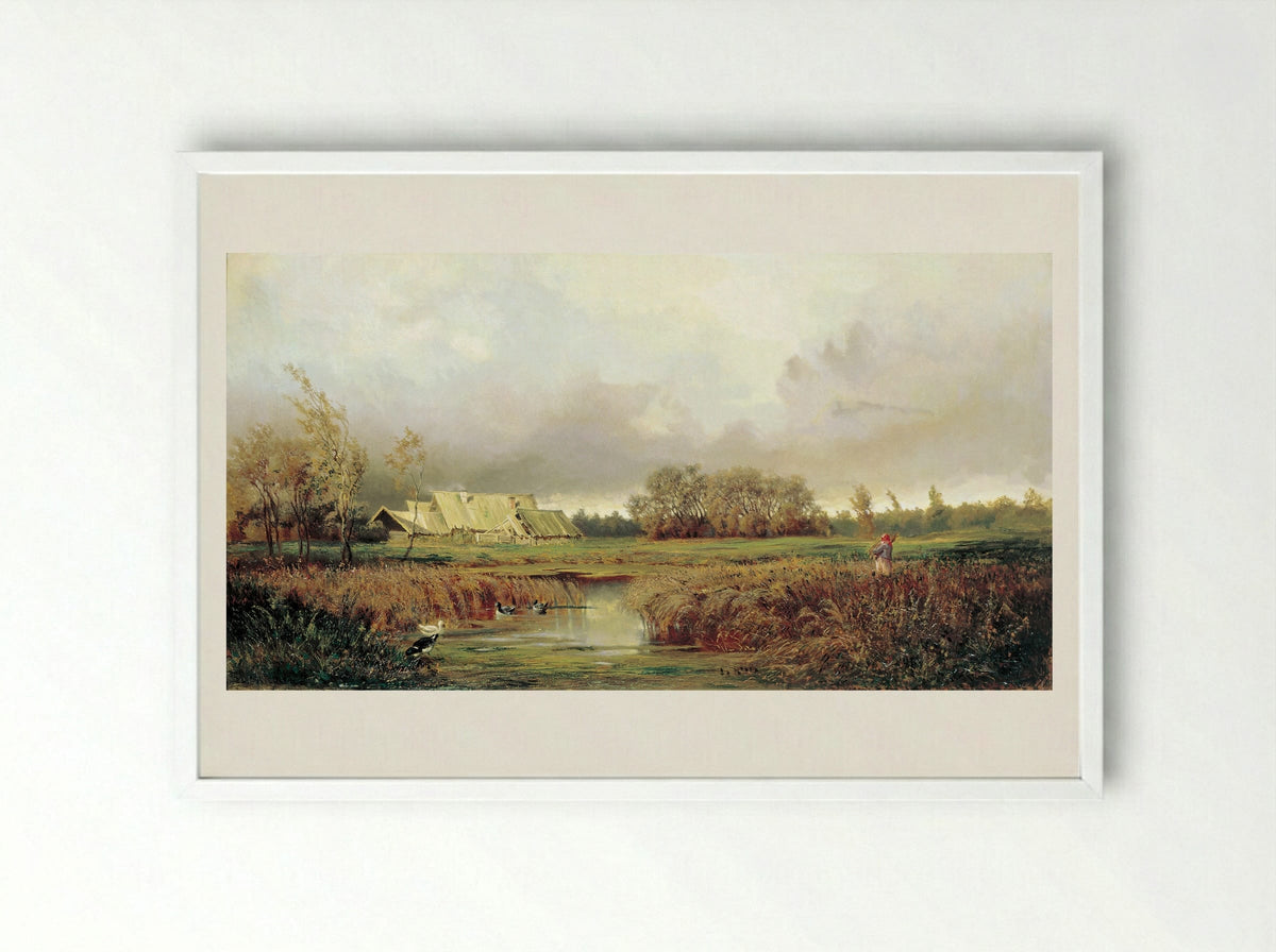 Marsh in Autumn - Efim Volkov - Framed Print White