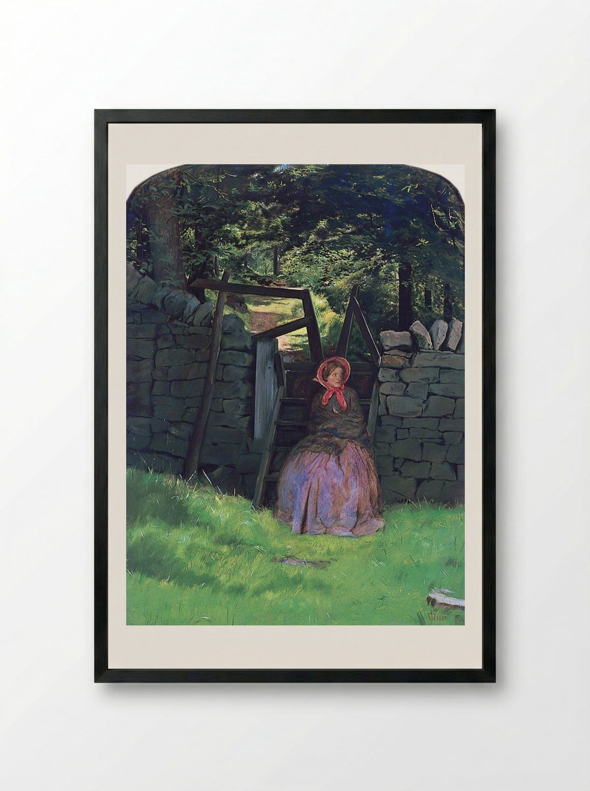Waiting - John Everett Millais - Framed Print Black