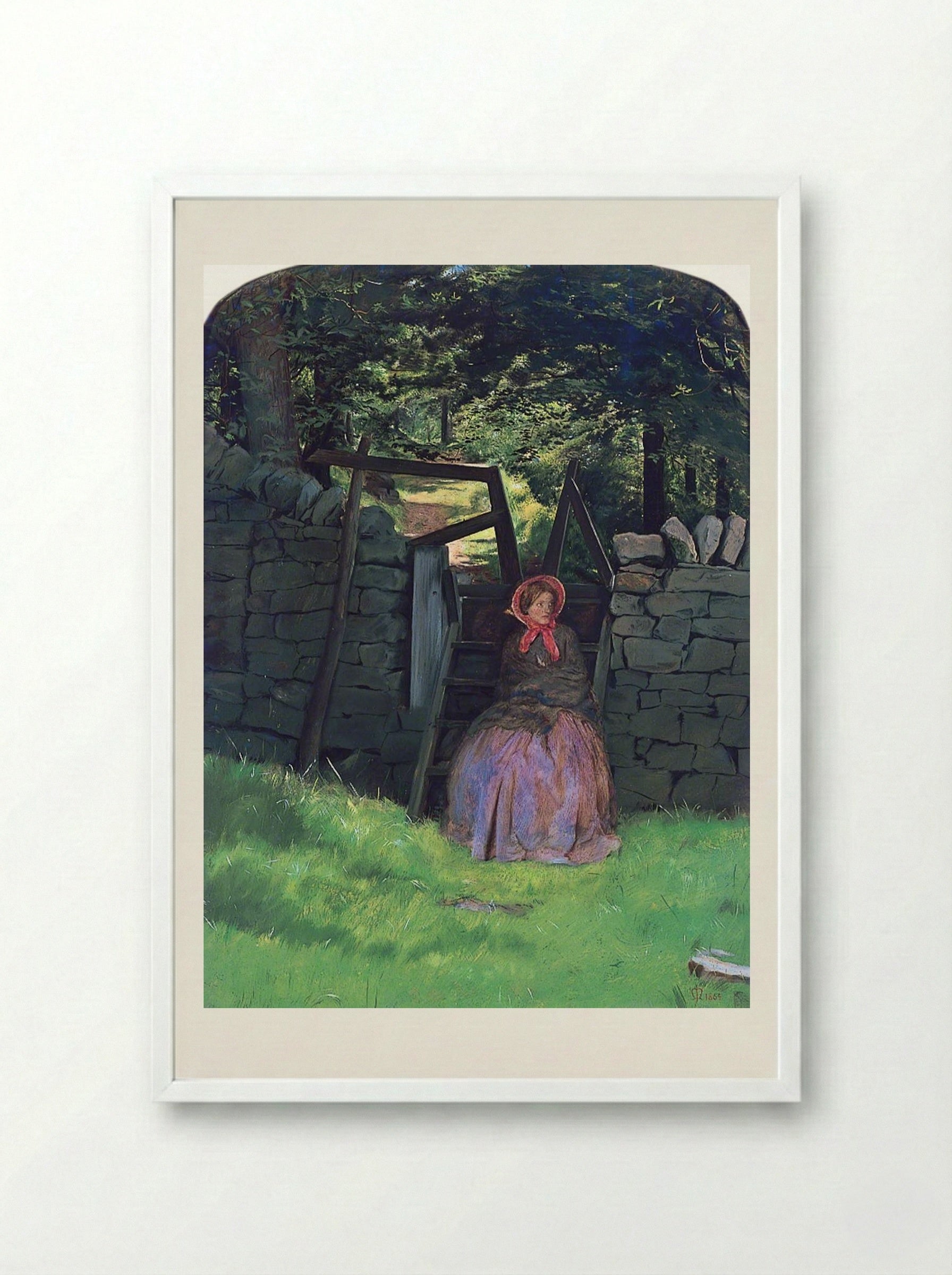 Waiting - John Everett Millais - Framed Print White
