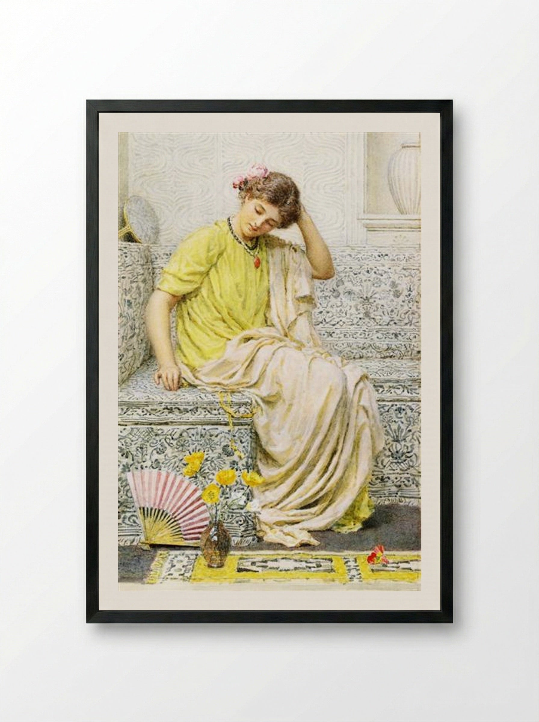 Hairpins - Albert Joseph Moore - Framed Print Black