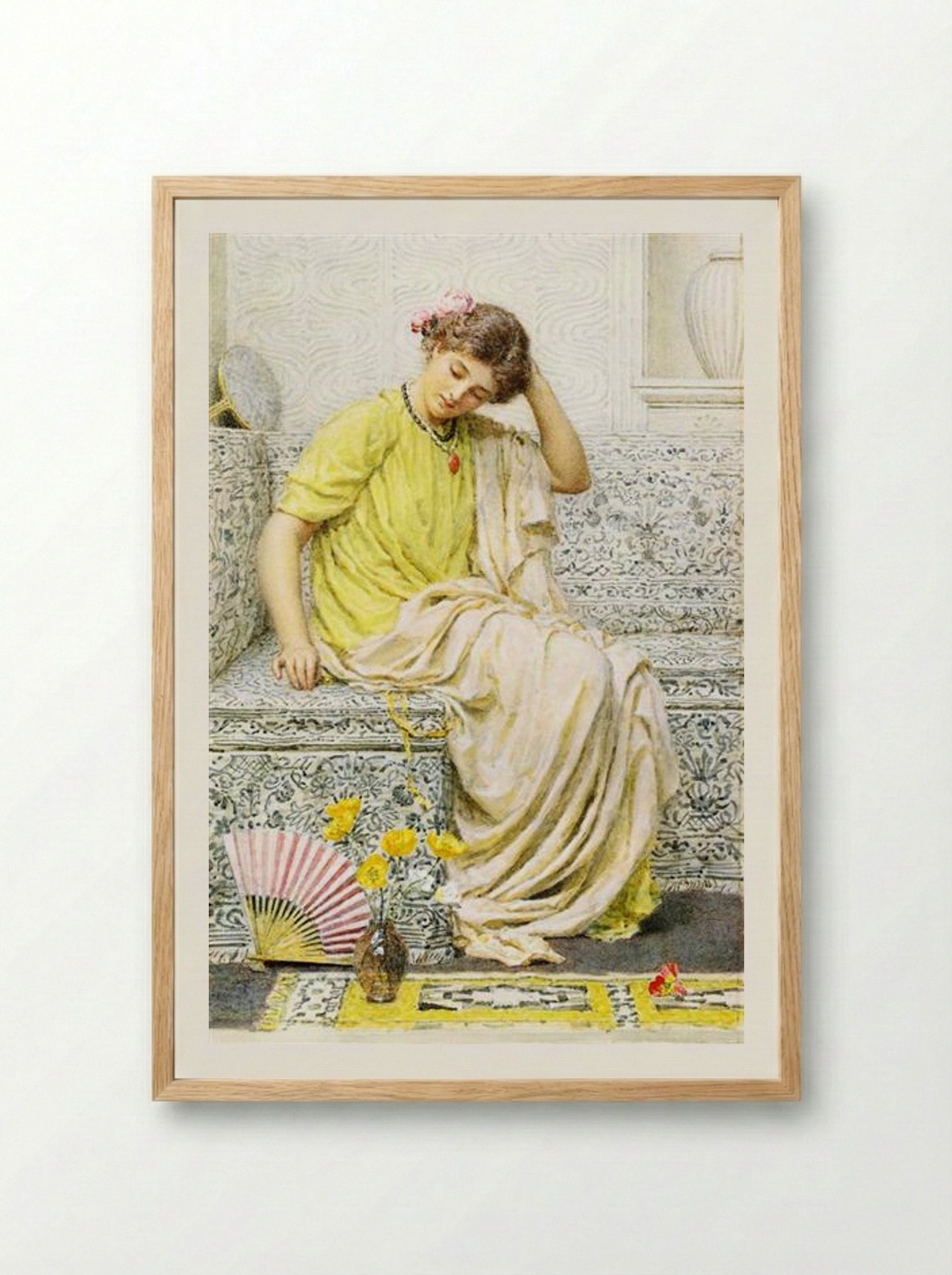 Hairpins - Albert Joseph Moore - Framed Print Wood