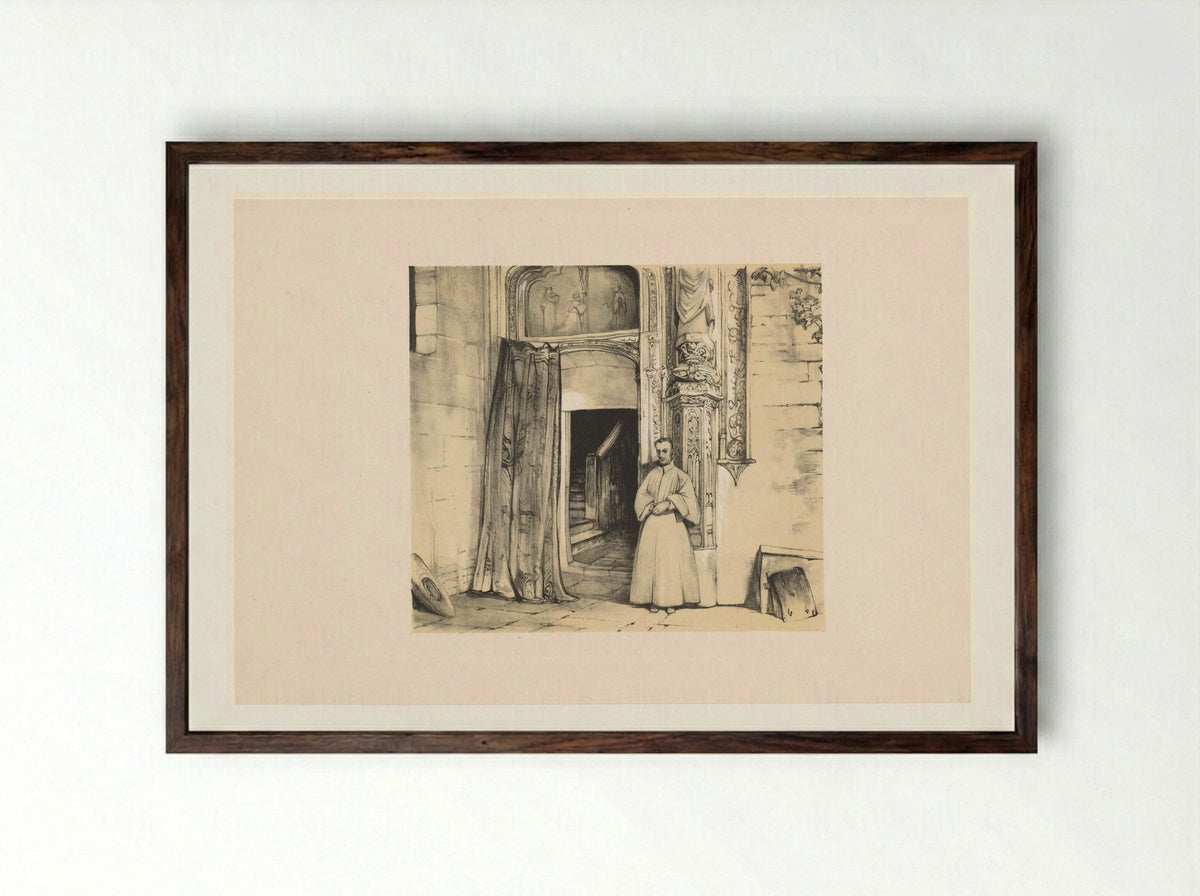 Doorway of the Convento de San Juan de los Reyes, Toledo - John Frederick Lewis - Framed Print Dark Wood