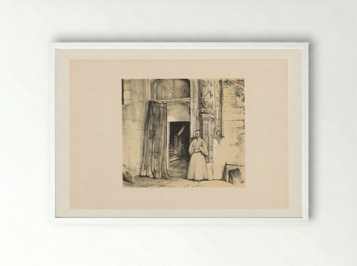 Doorway of the Convento de San Juan de los Reyes, Toledo - John Frederick Lewis - Framed Print White