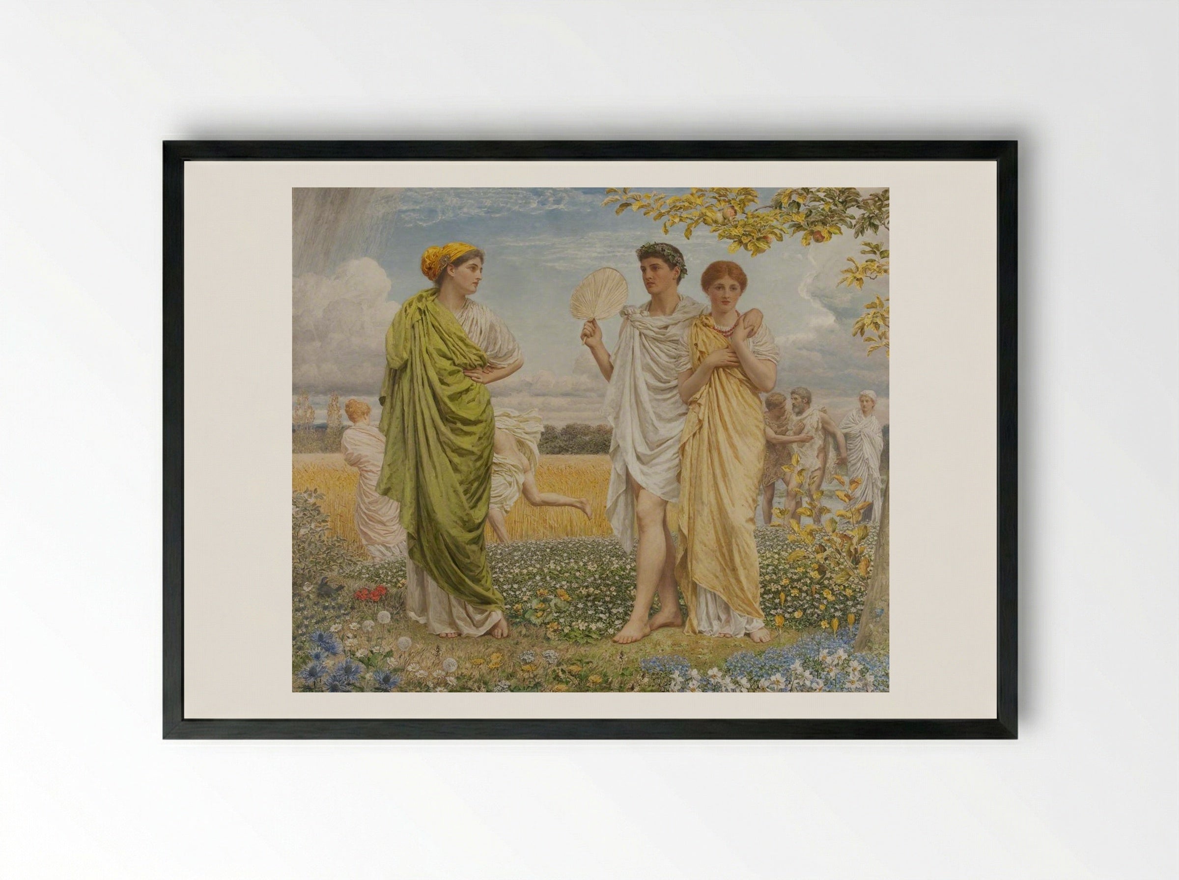 Loves of the Wind and the Seasons - Albert Joseph Moore - Framed Print Black