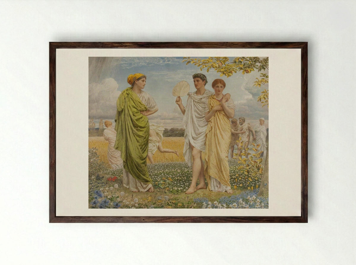 Loves of the Wind and the Seasons - Albert Joseph Moore - Framed Print Dark Wood
