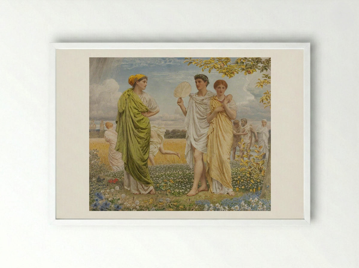 Loves of the Wind and the Seasons - Albert Joseph Moore - Framed Print White