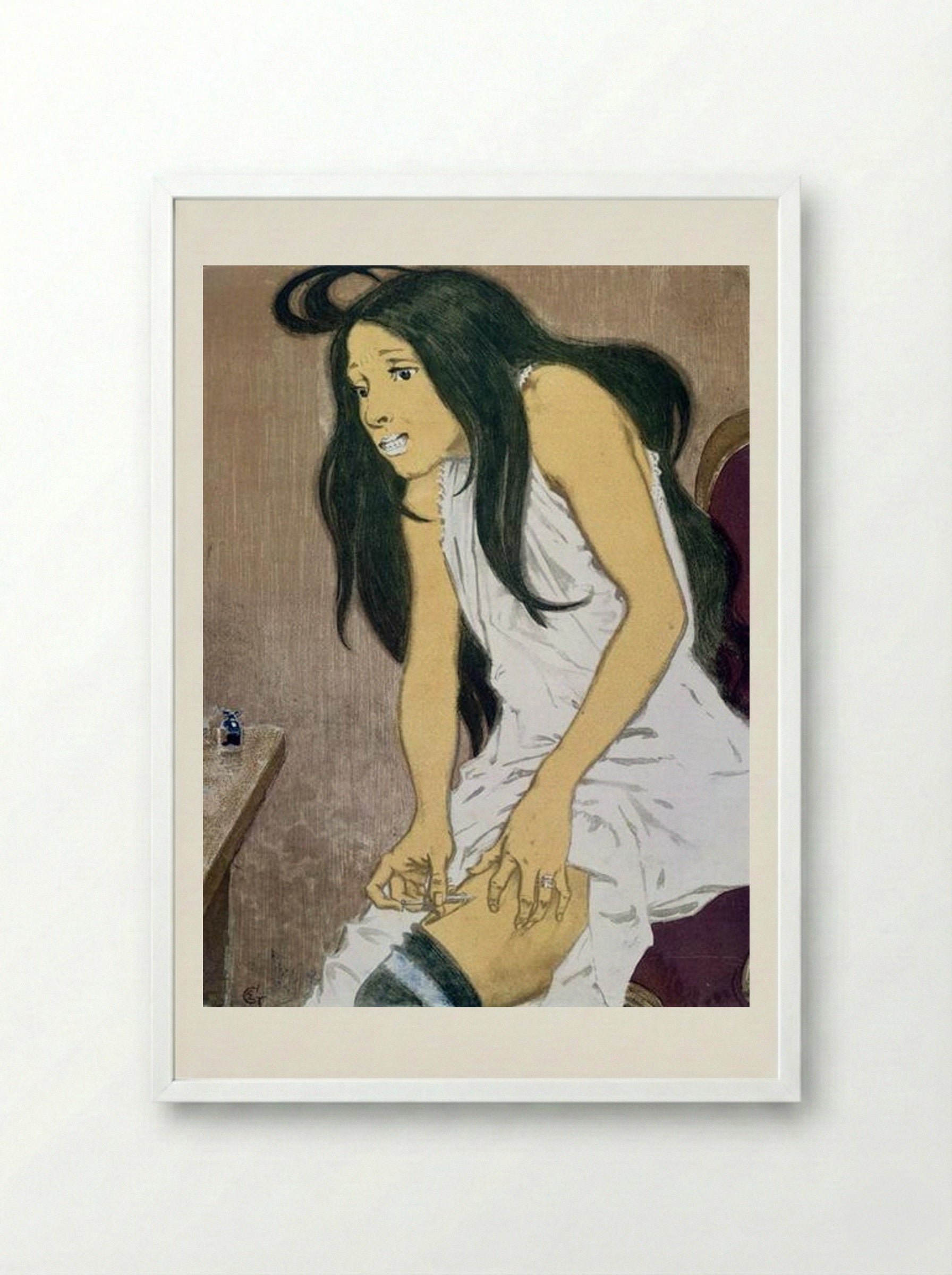 La Morphiniste - Eugène Grasset - Framed Print White