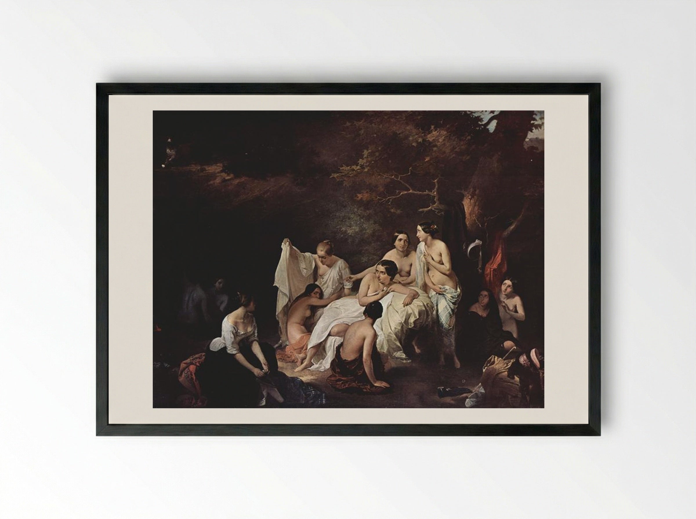 Bathing Nymphs - Francesco Hayez - Framed Print Black
