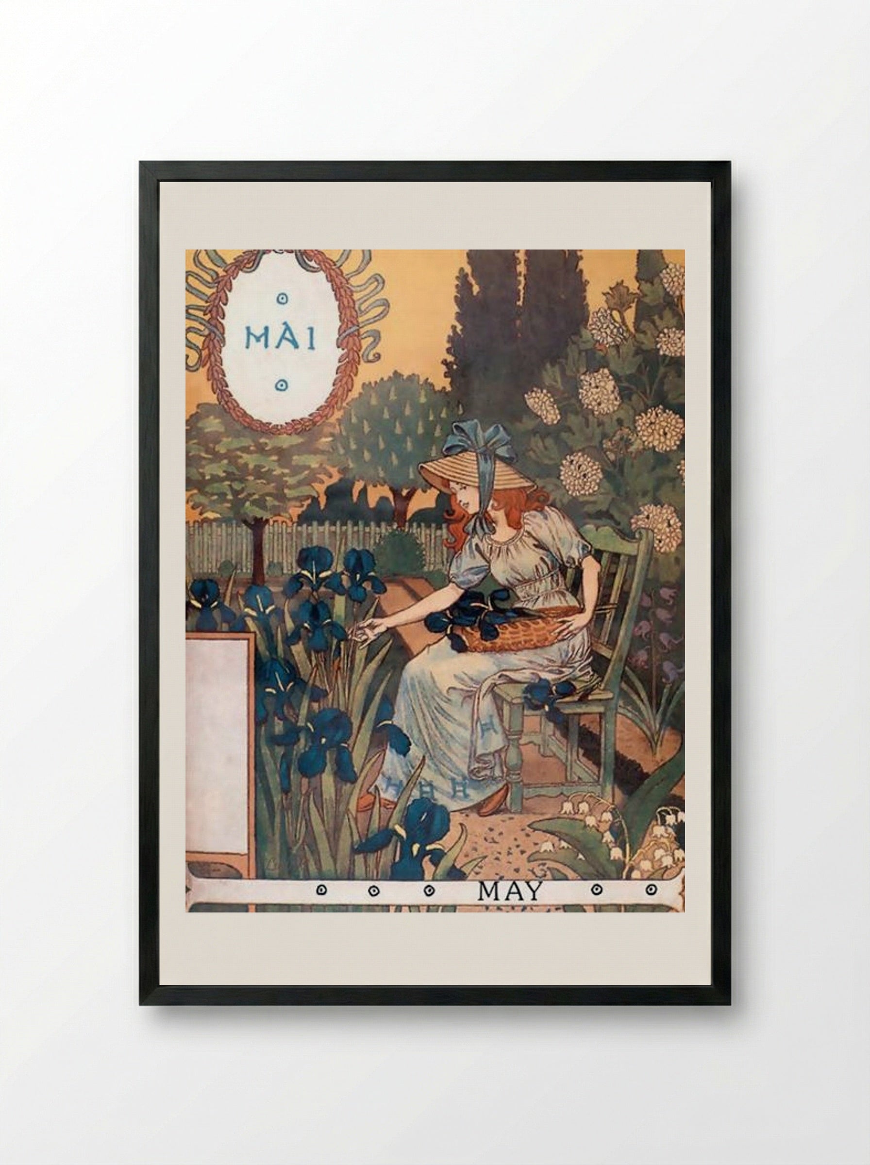 La Belle Jardinière - May - Eugène Grasset - Framed Print Black