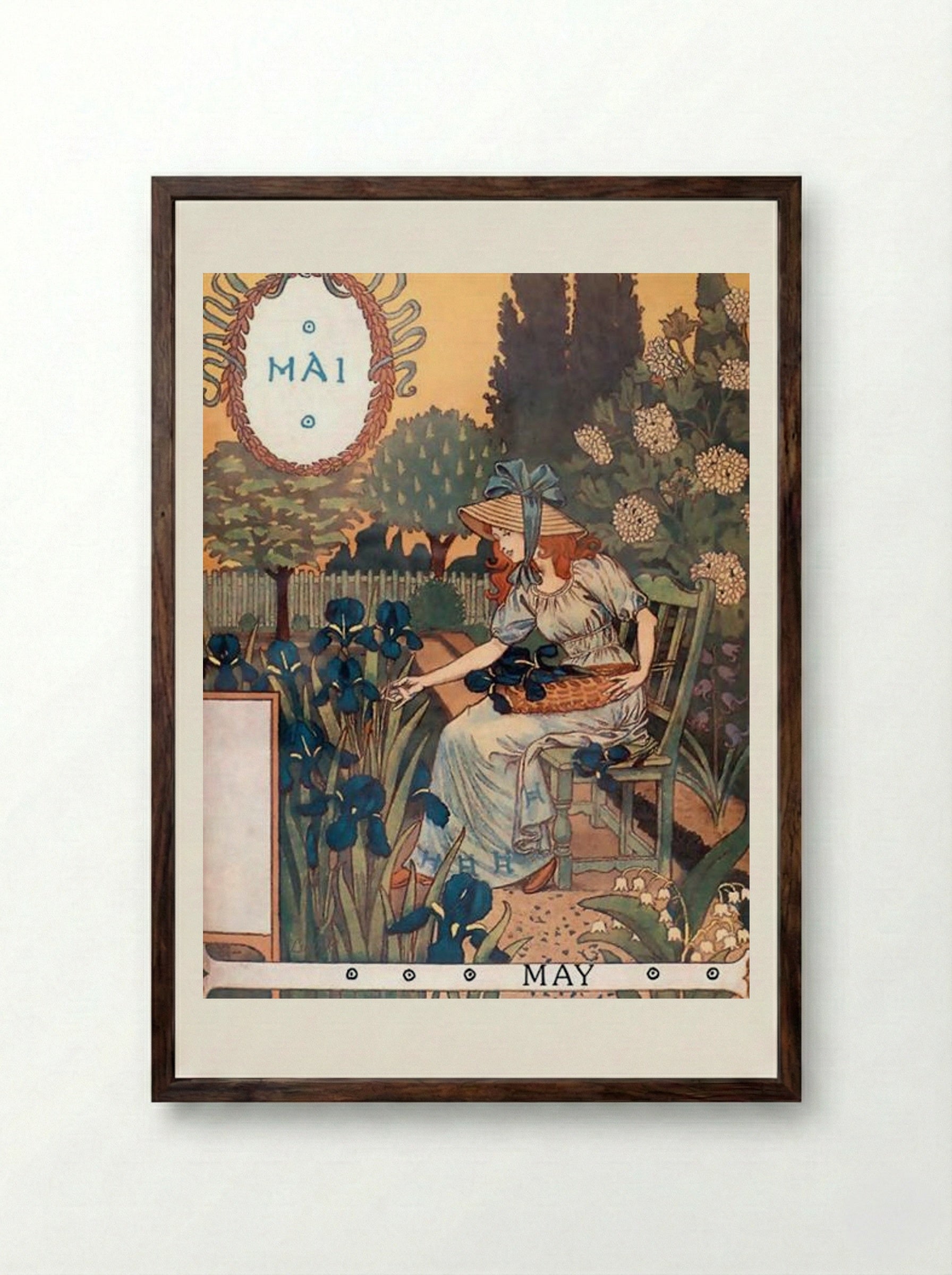 La Belle Jardinière - May - Eugène Grasset - Framed Print Dark Wood