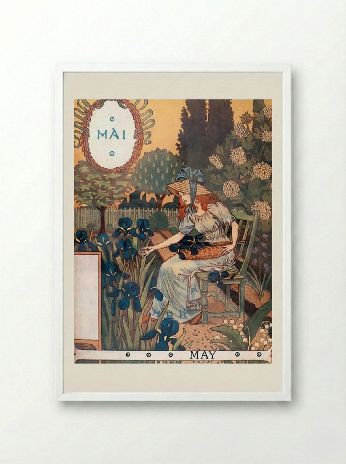 La Belle Jardinière - May - Eugène Grasset - Framed Print White