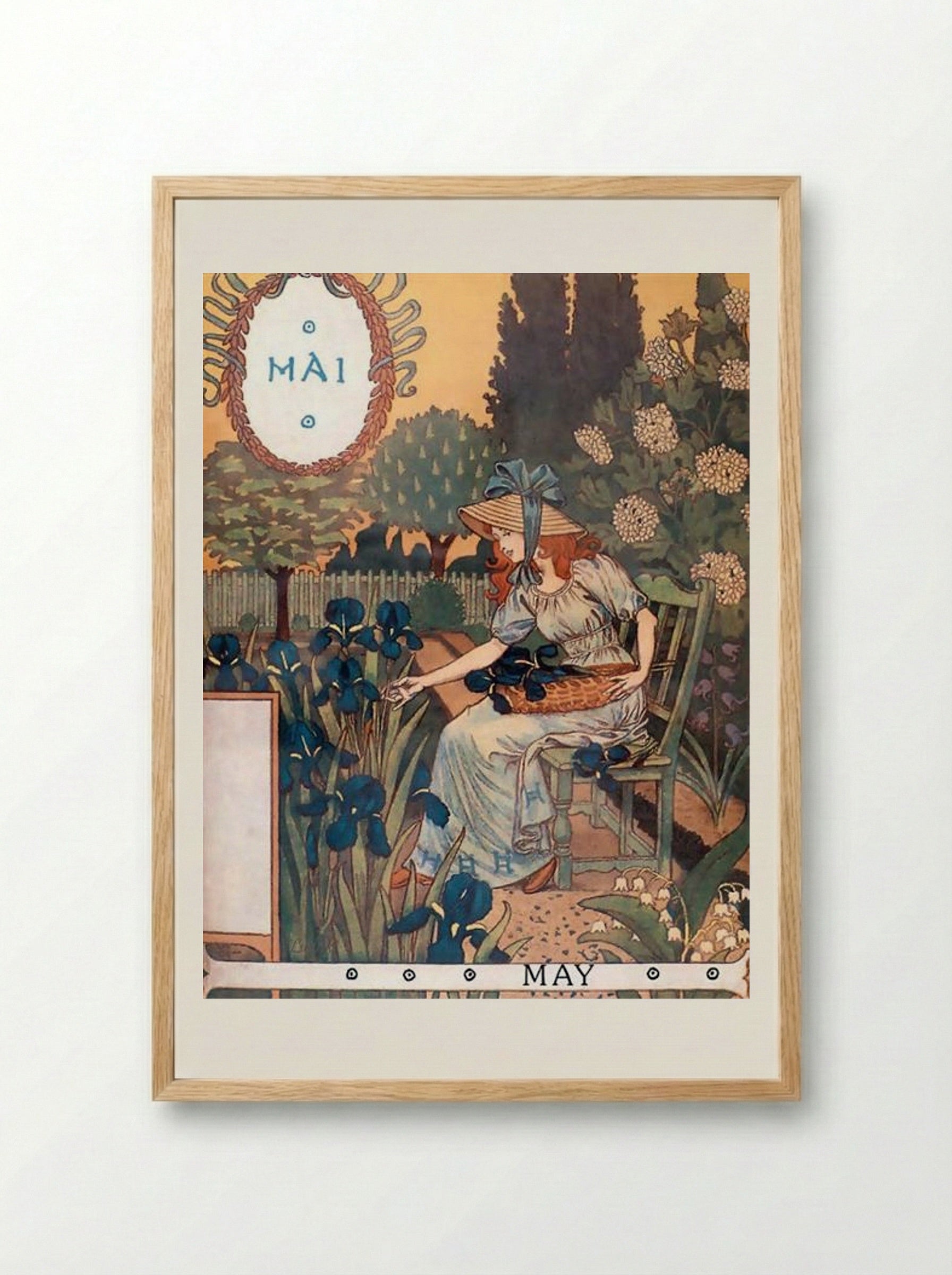 La Belle Jardinière - May - Eugène Grasset - Framed Print Wood