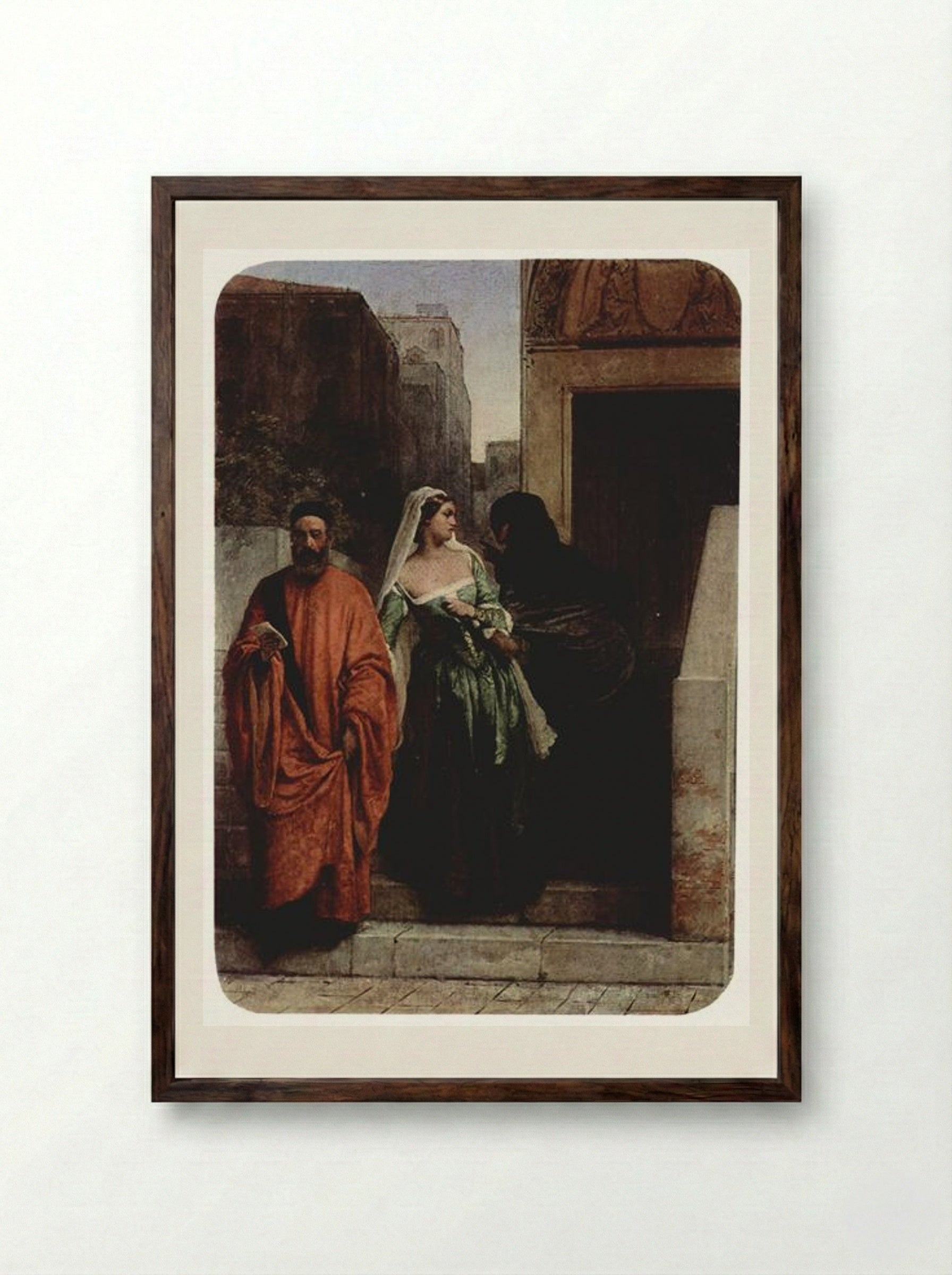 Venetian Women - Francesco Hayez - Framed Print Dark Wood