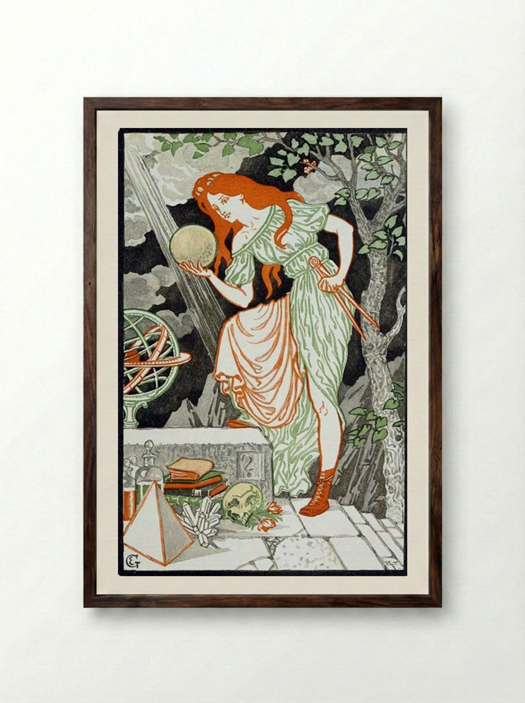Woman Science - Eugène Grasset - Framed Print Dark Wood