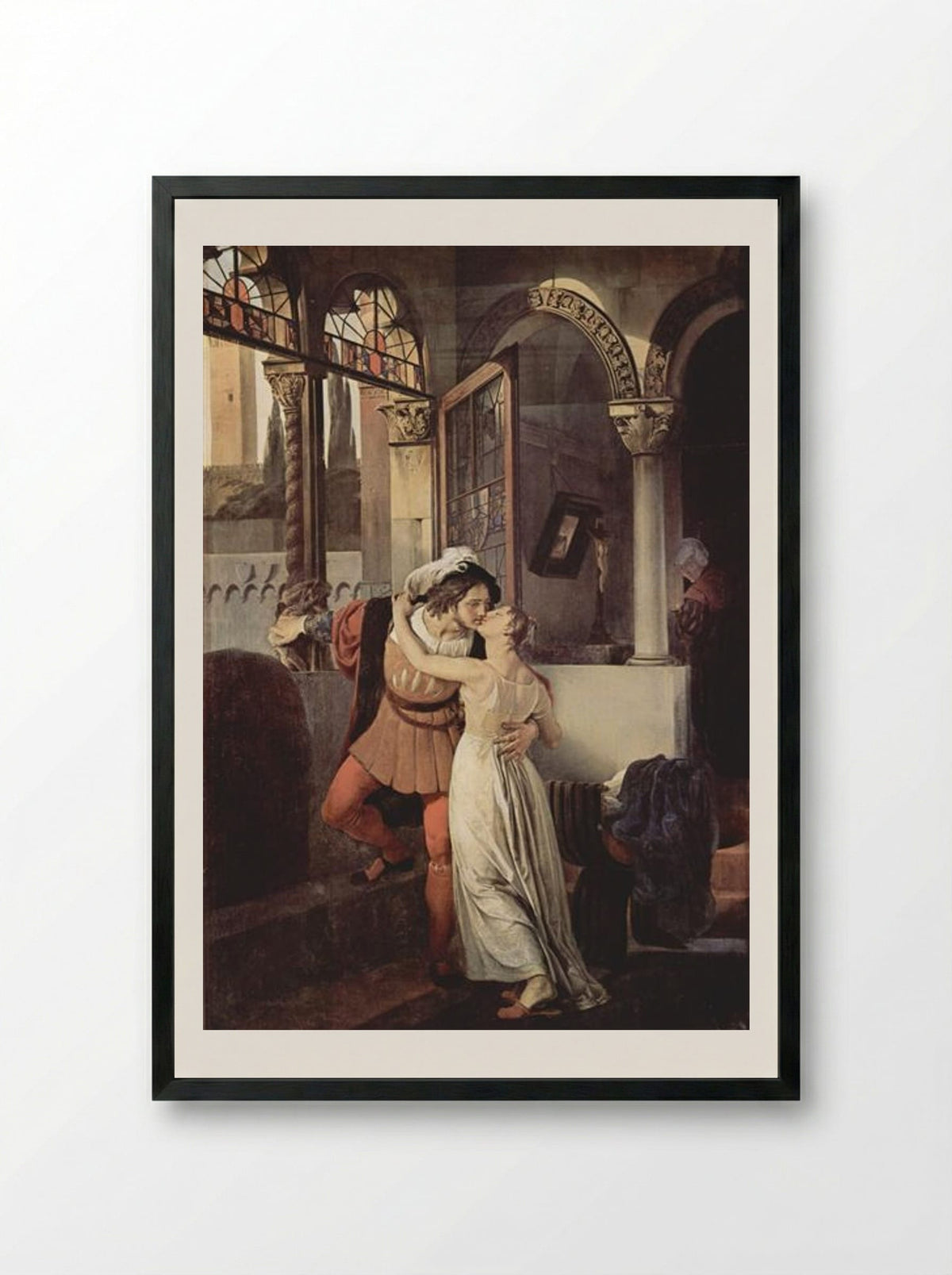 The Last Kiss of Romeo and Juliet - Francesco Hayez - Framed Print Black