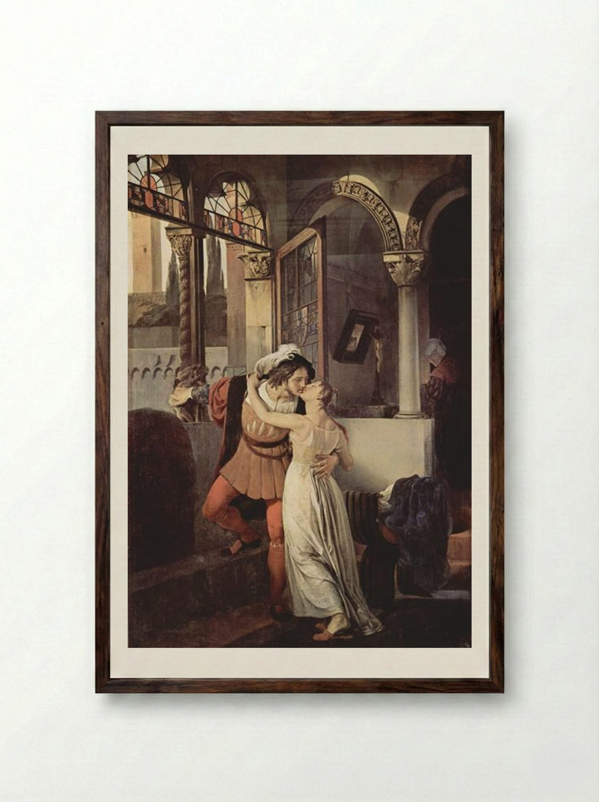 The Last Kiss of Romeo and Juliet - Francesco Hayez - Framed Print Dark Wood