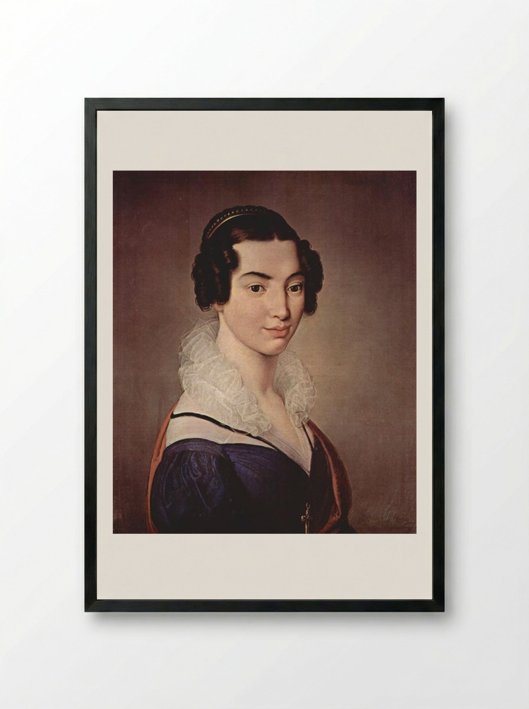 Portrait of Antoniet Vitali Sola - Francesco Hayez - Framed Print Black
