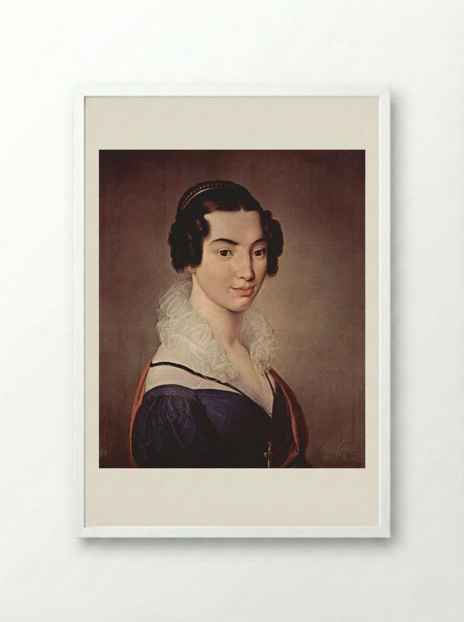 Portrait of Antoniet Vitali Sola - Francesco Hayez - Framed Print White