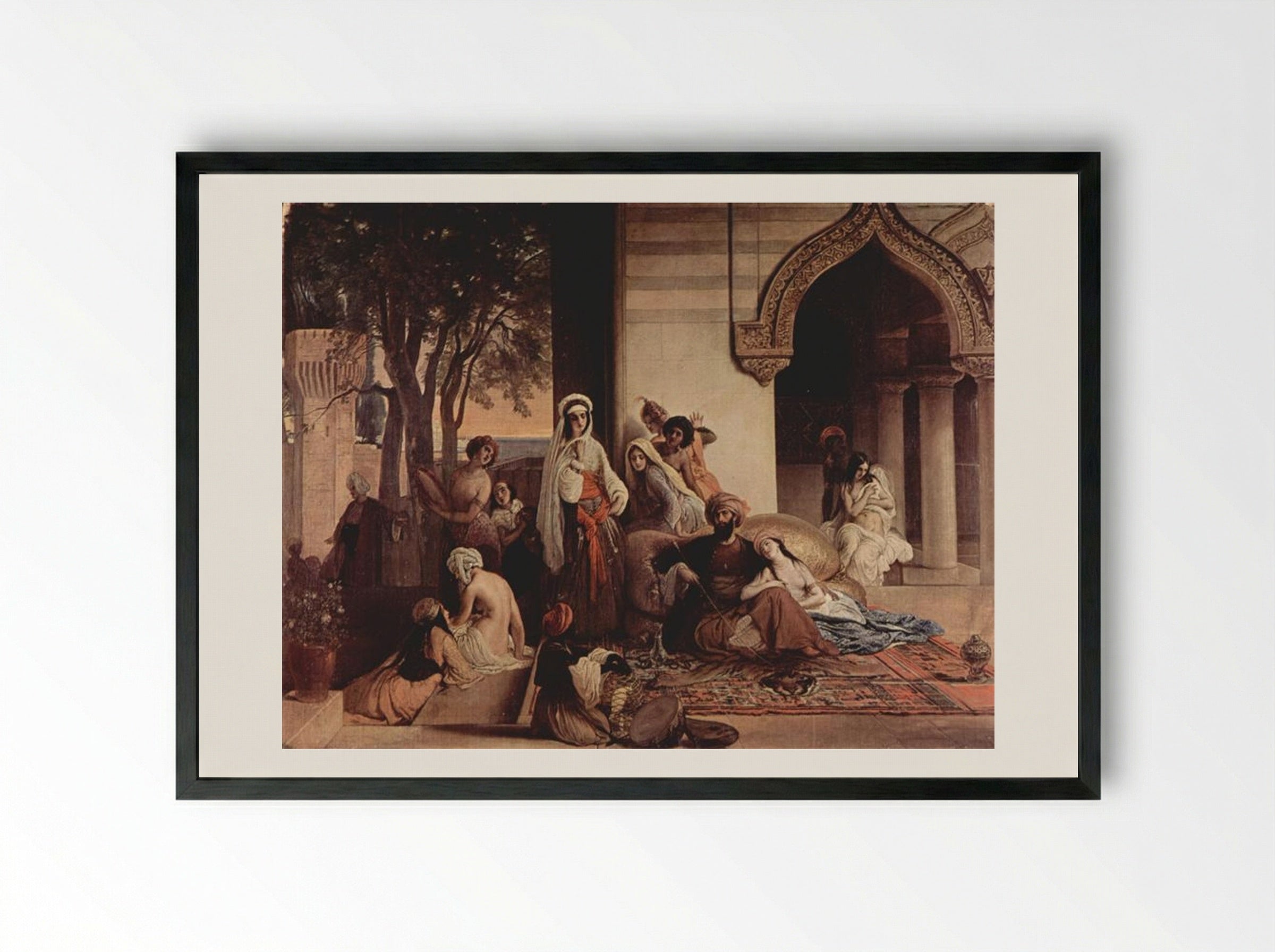 The New Favourite (Harem Scene) - Francesco Hayez - Framed Print Black