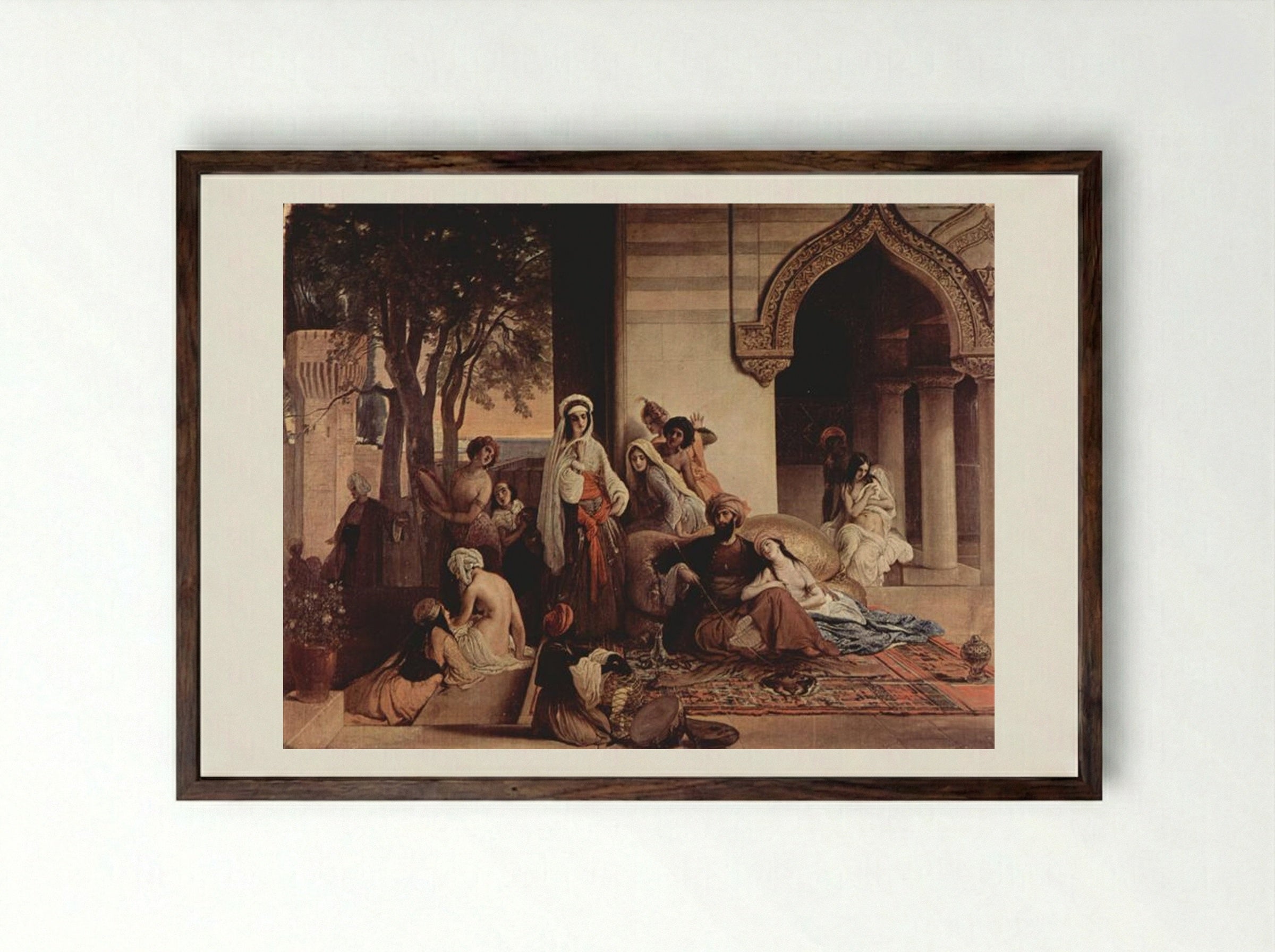 The New Favourite (Harem Scene) - Francesco Hayez - Framed Print Dark Wood