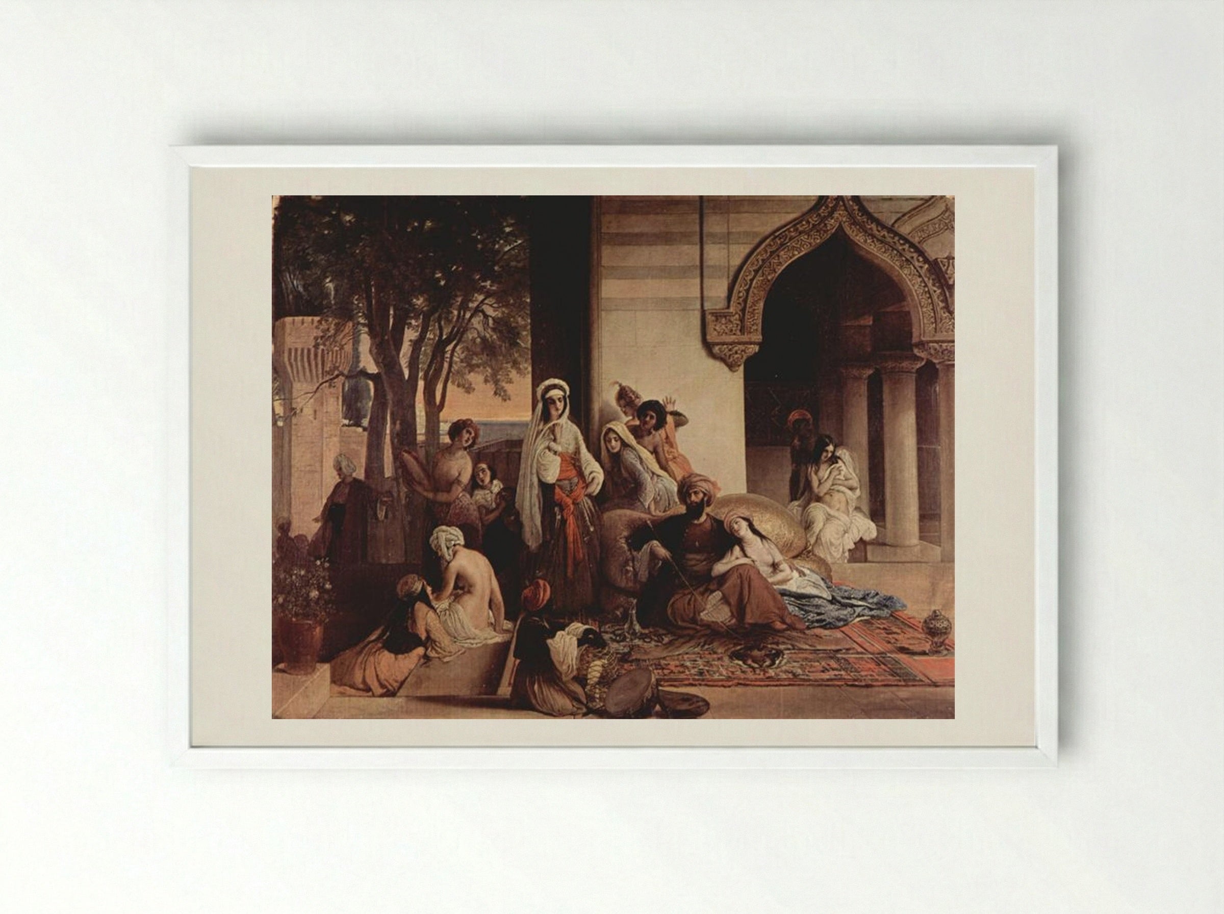 The New Favourite (Harem Scene) - Francesco Hayez - Framed Print White