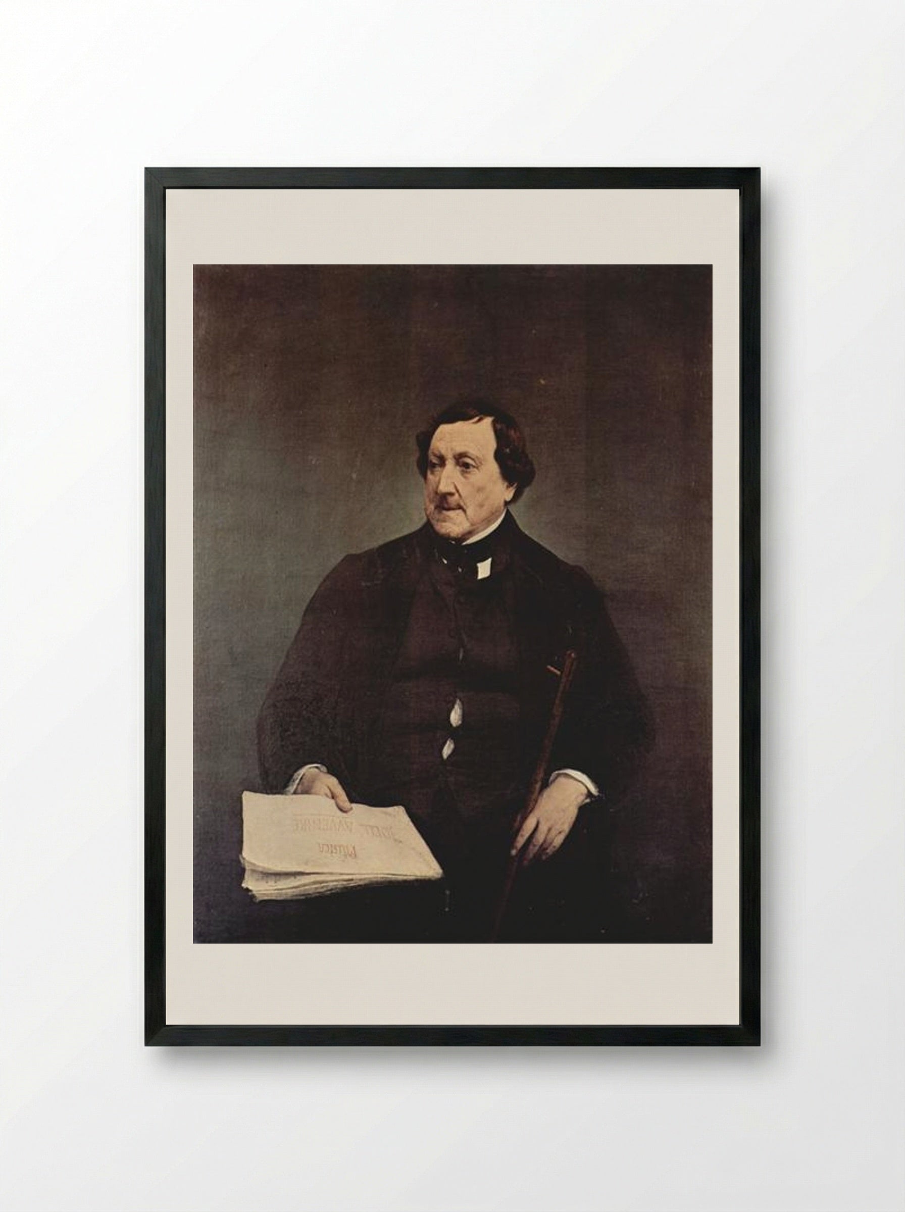 Portrait of Gioacchino Rossini - Francesco Hayez - Framed Print Black