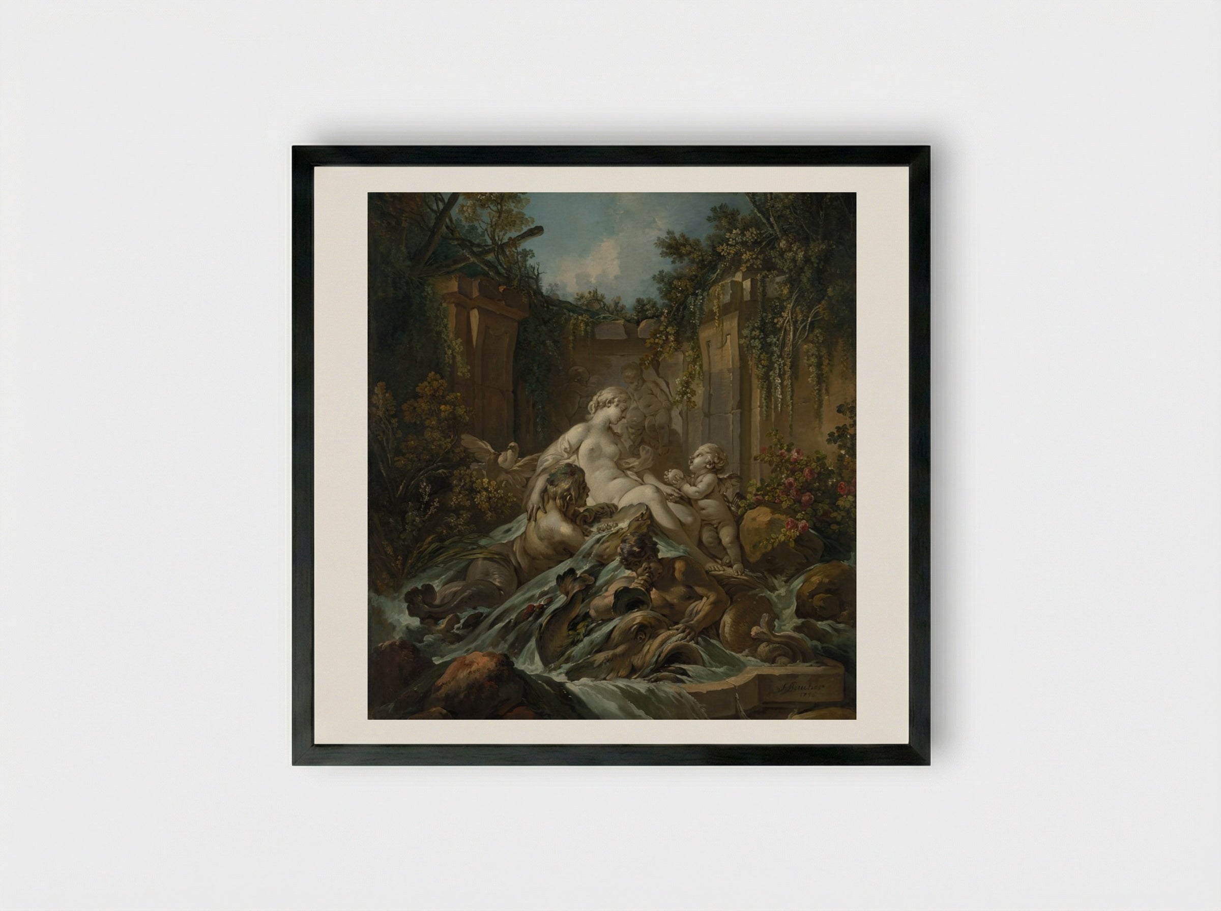 Fountain of Venus - François Boucher - Framed Print Black