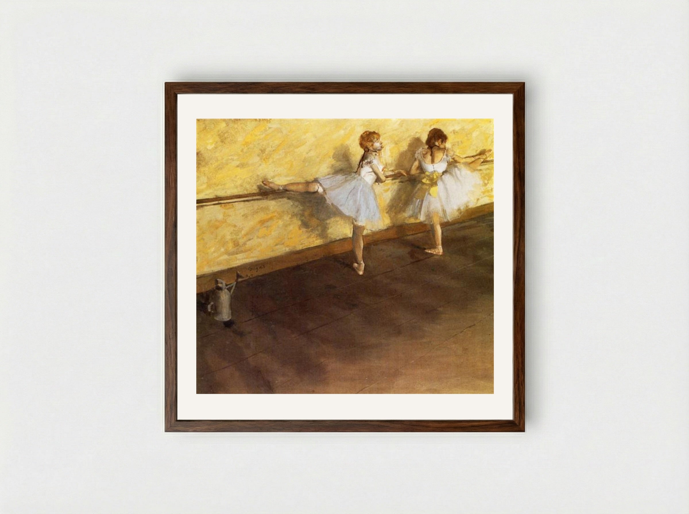 Dancers Practicing at the Barre - Edgar Degas - Framed Print Dark Wood
